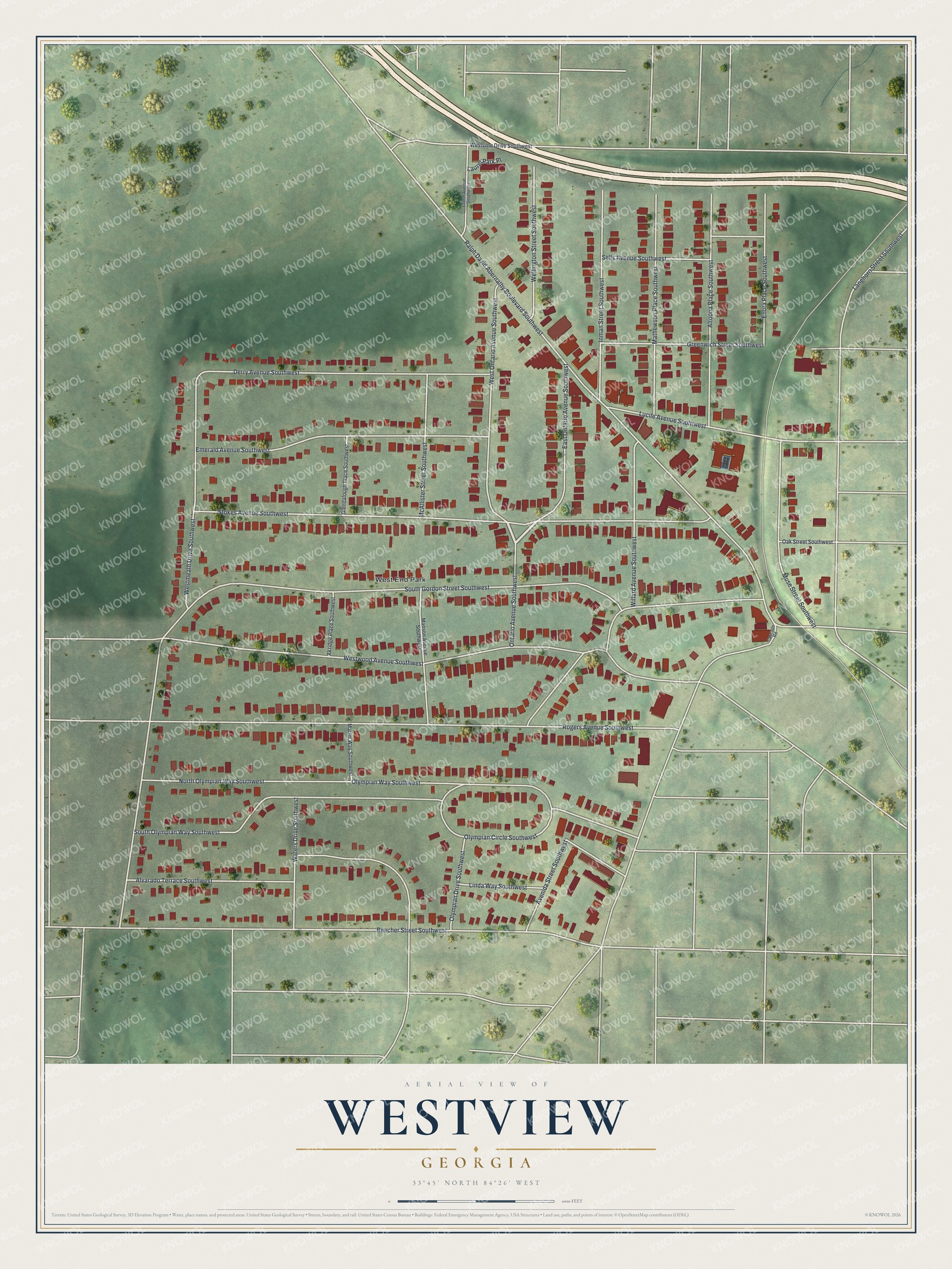 Watermarked full-map preview of Westview, Georgia