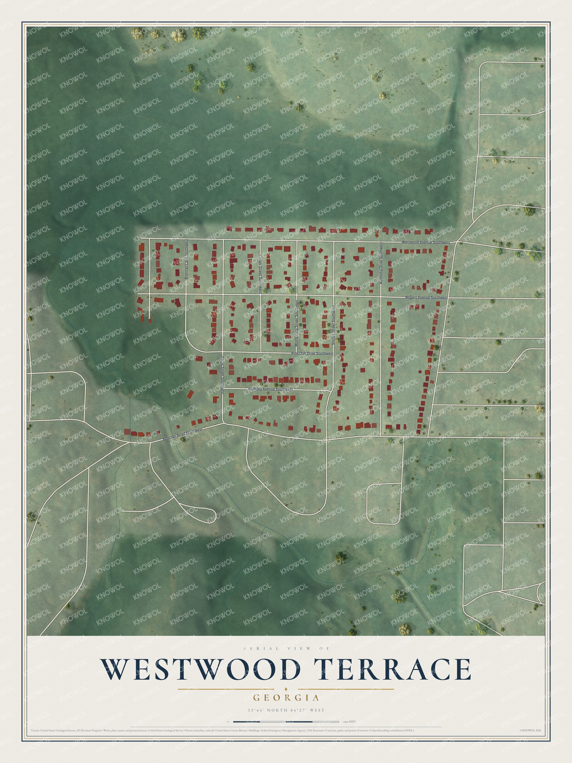 Watermarked full-map preview of Westwood Terrace, Georgia