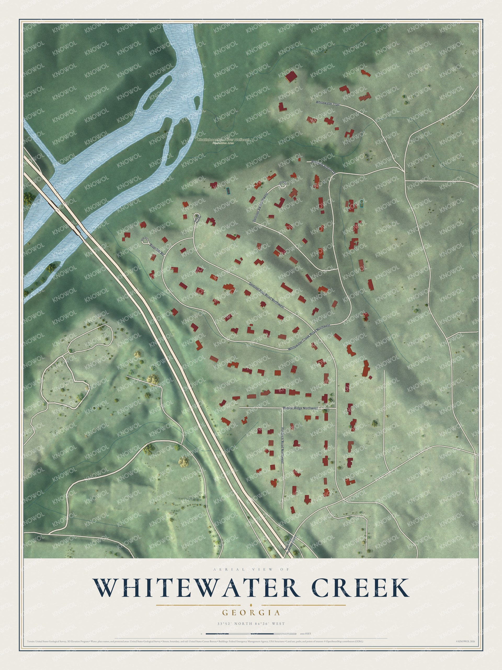 Watermarked full-map preview of Whitewater Creek, Georgia