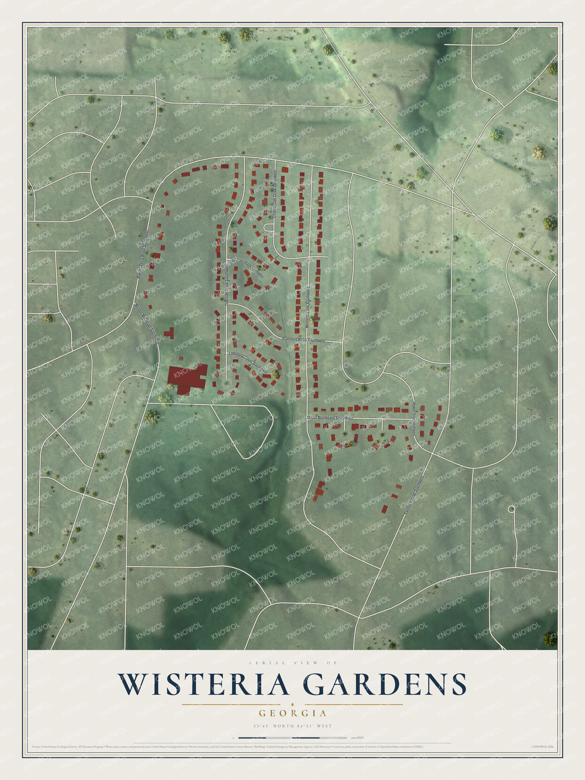 Watermarked full-map preview of Wisteria Gardens, Georgia