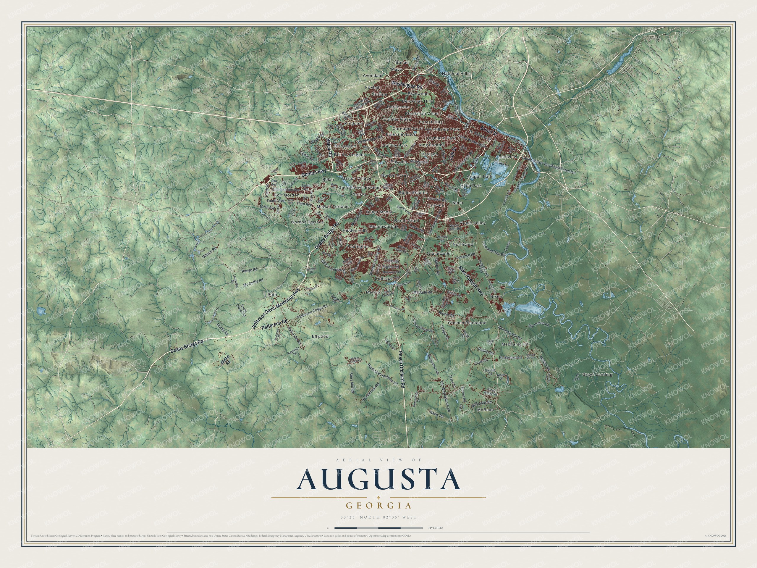 Watermarked full-map preview of Augusta, Georgia