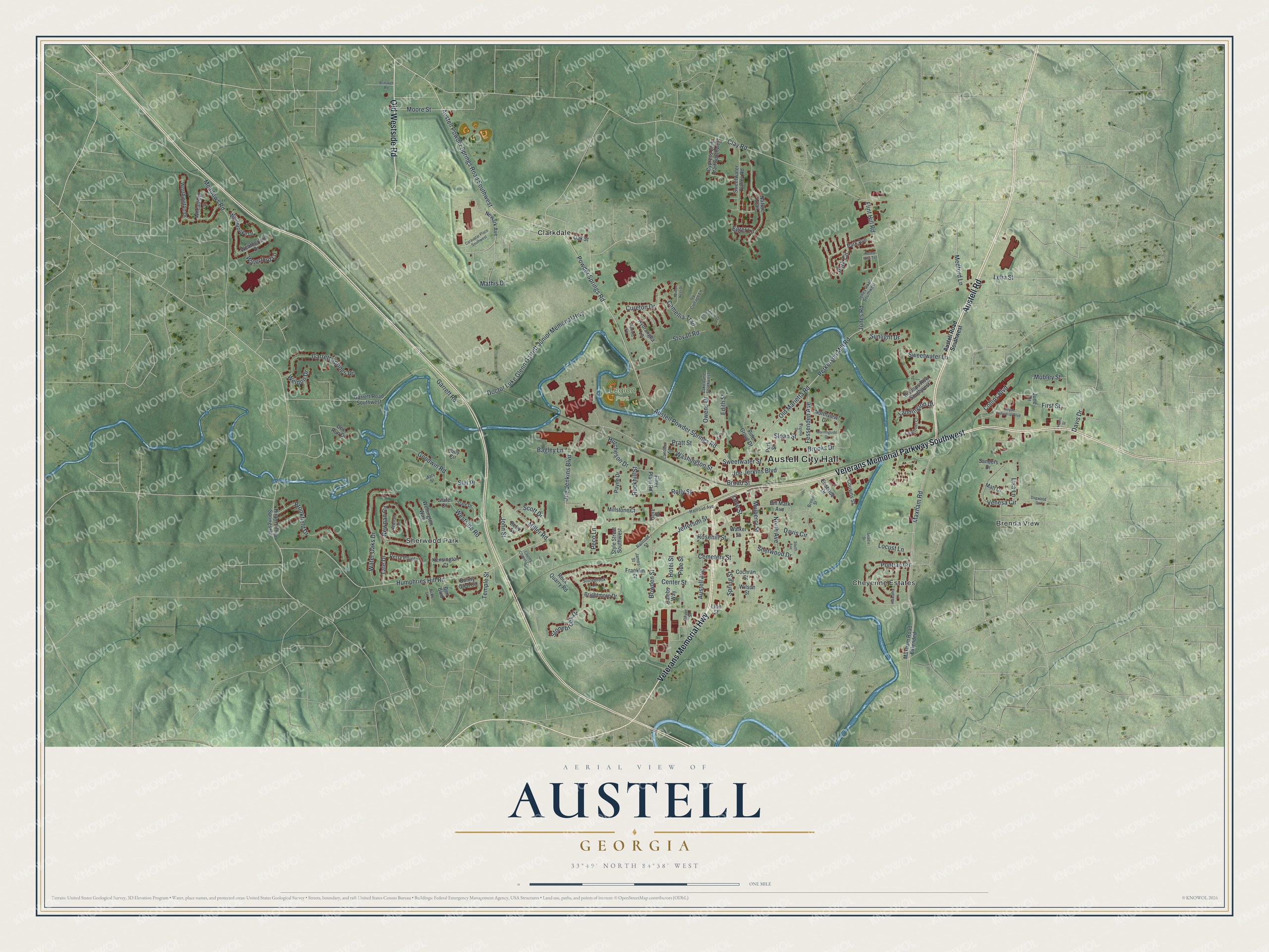 Watermarked full-map preview of Austell, Georgia