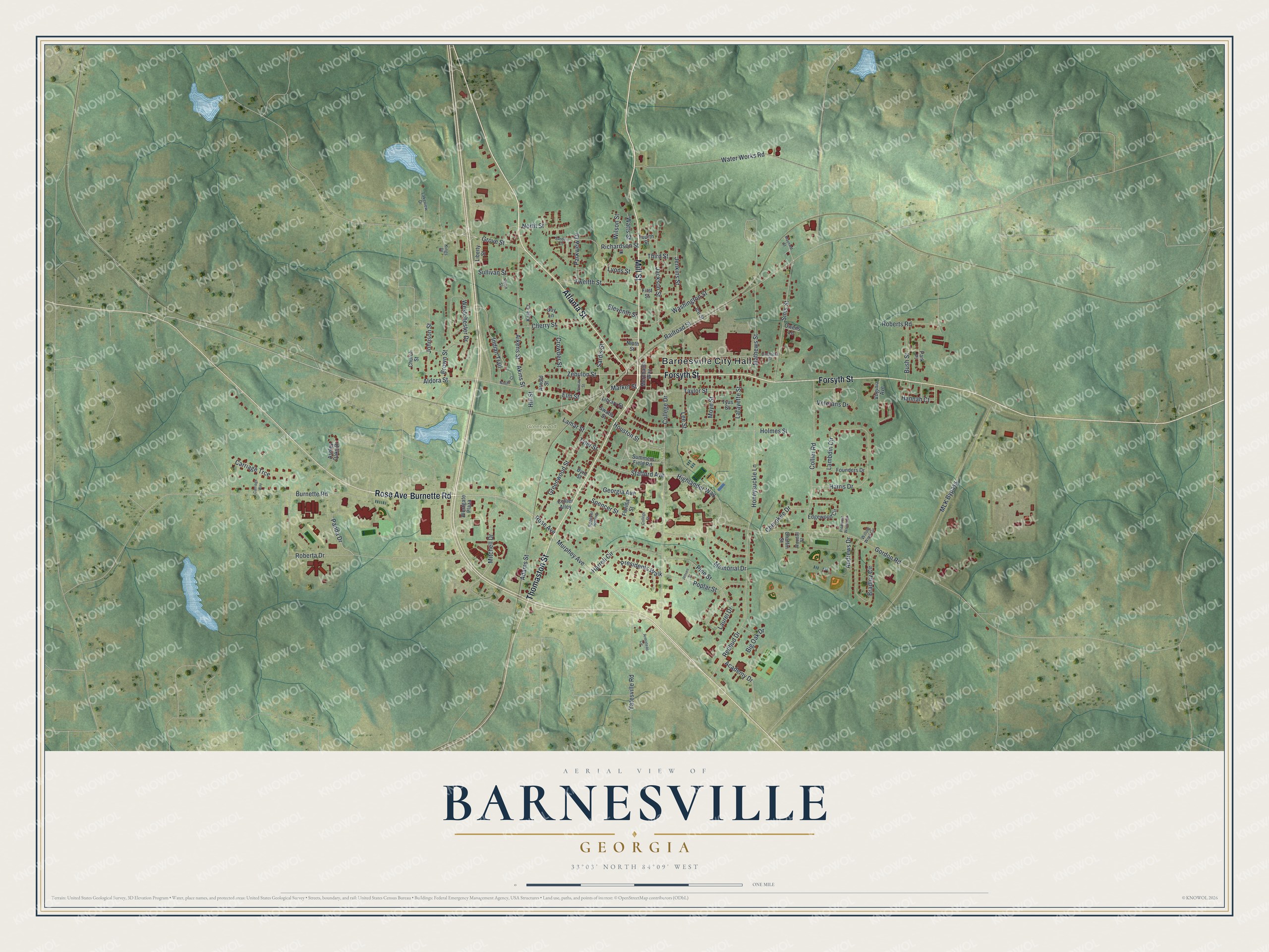 Watermarked full-map preview of Barnesville, Georgia