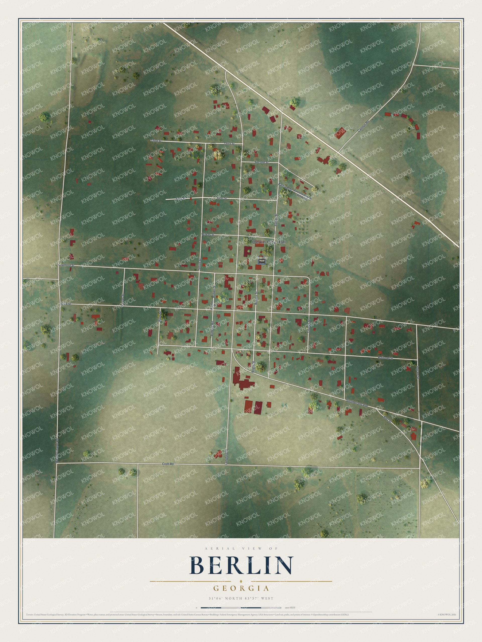 Watermarked full-map preview of Berlin, Georgia