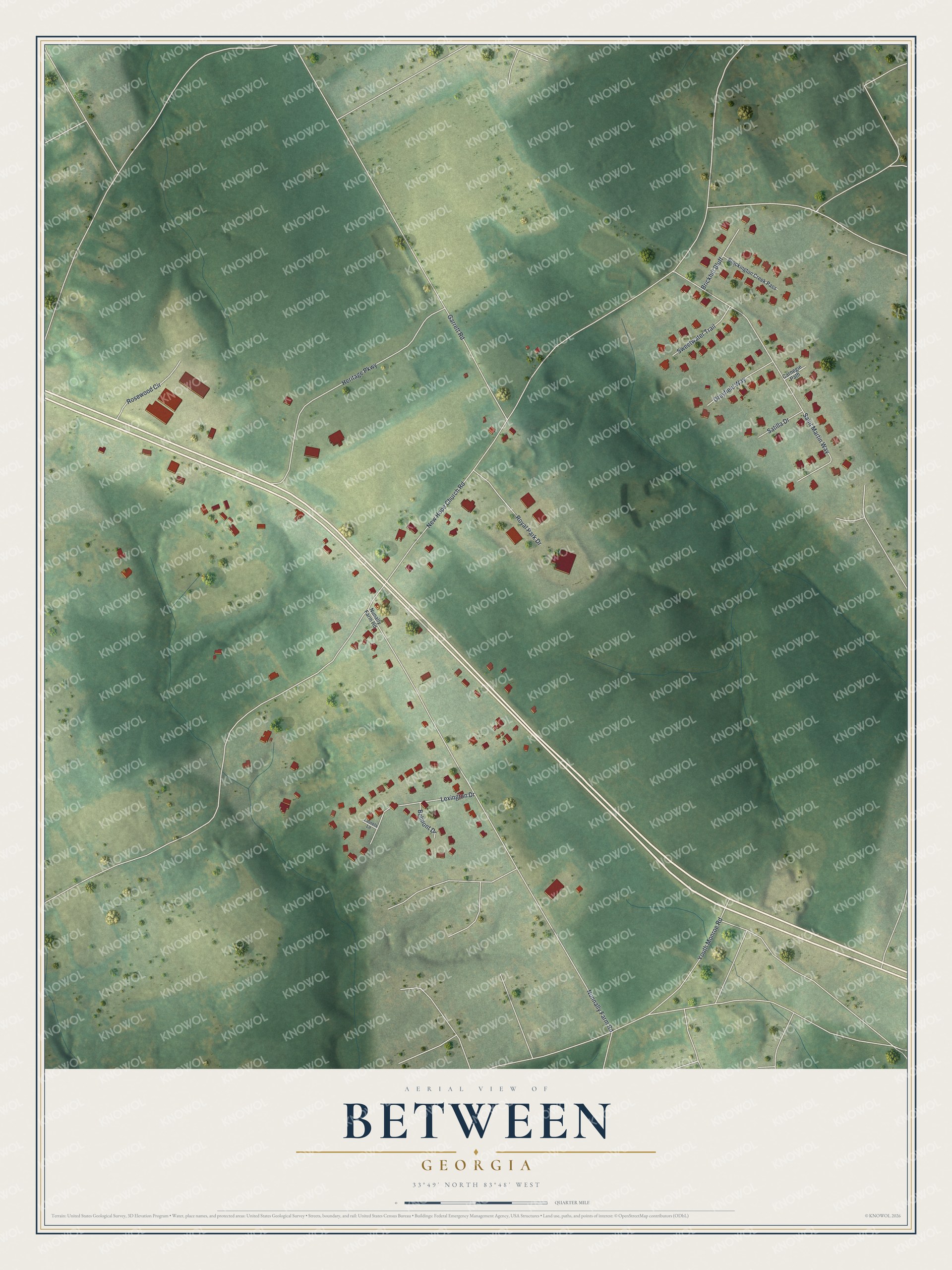Watermarked full-map preview of Between, Georgia