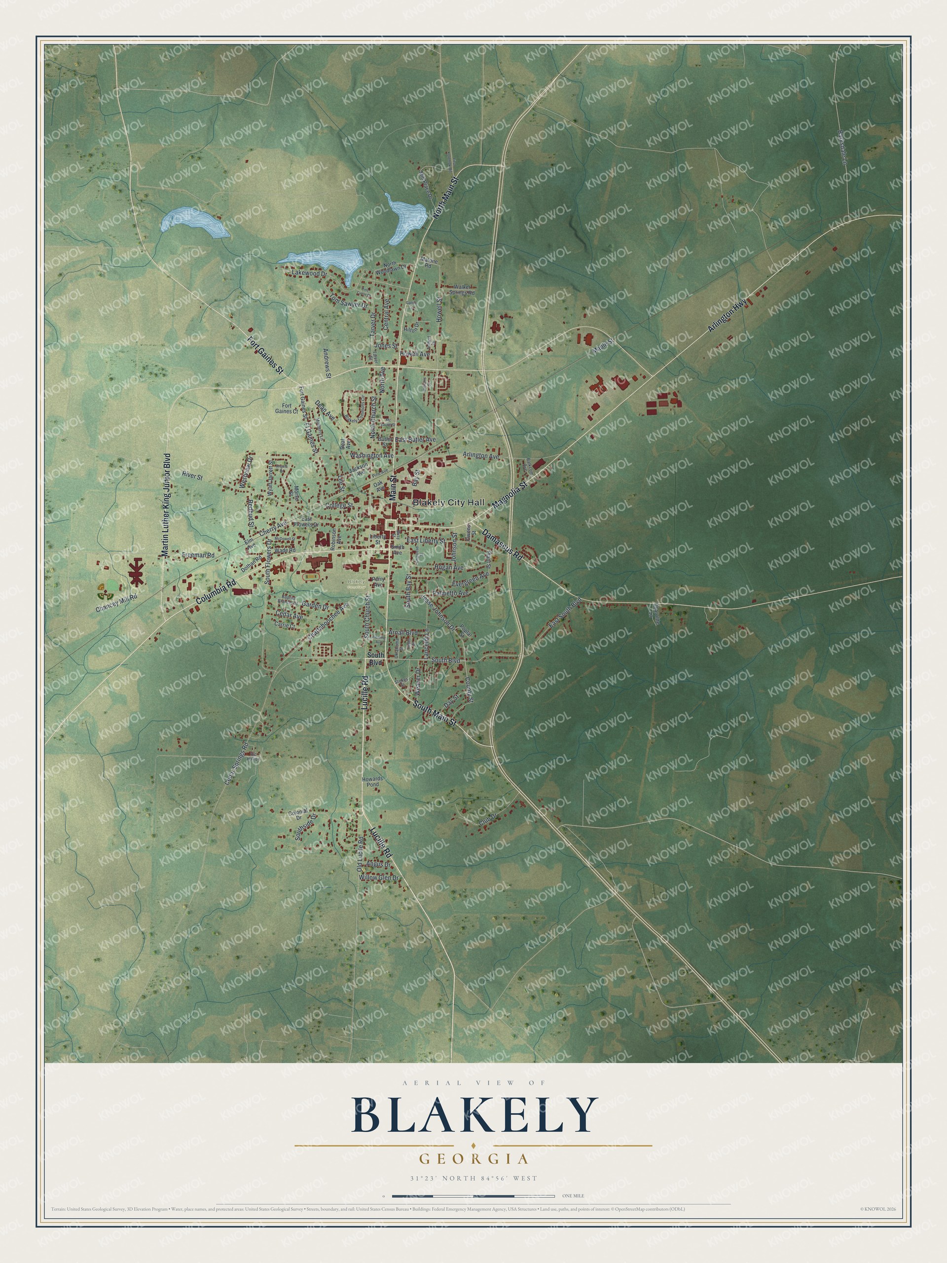 Watermarked full-map preview of Blakely, Georgia
