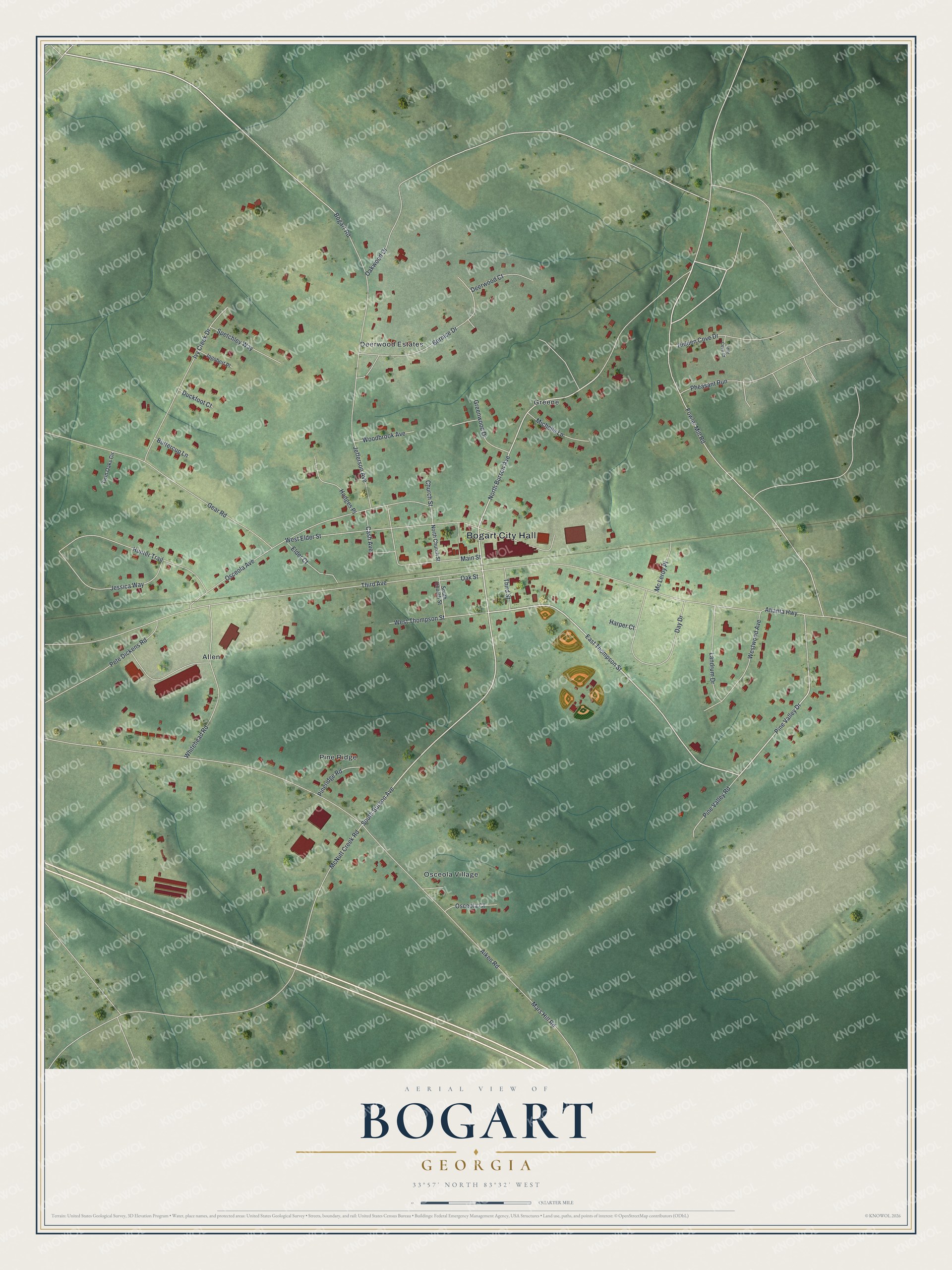 Watermarked full-map preview of Bogart, Georgia