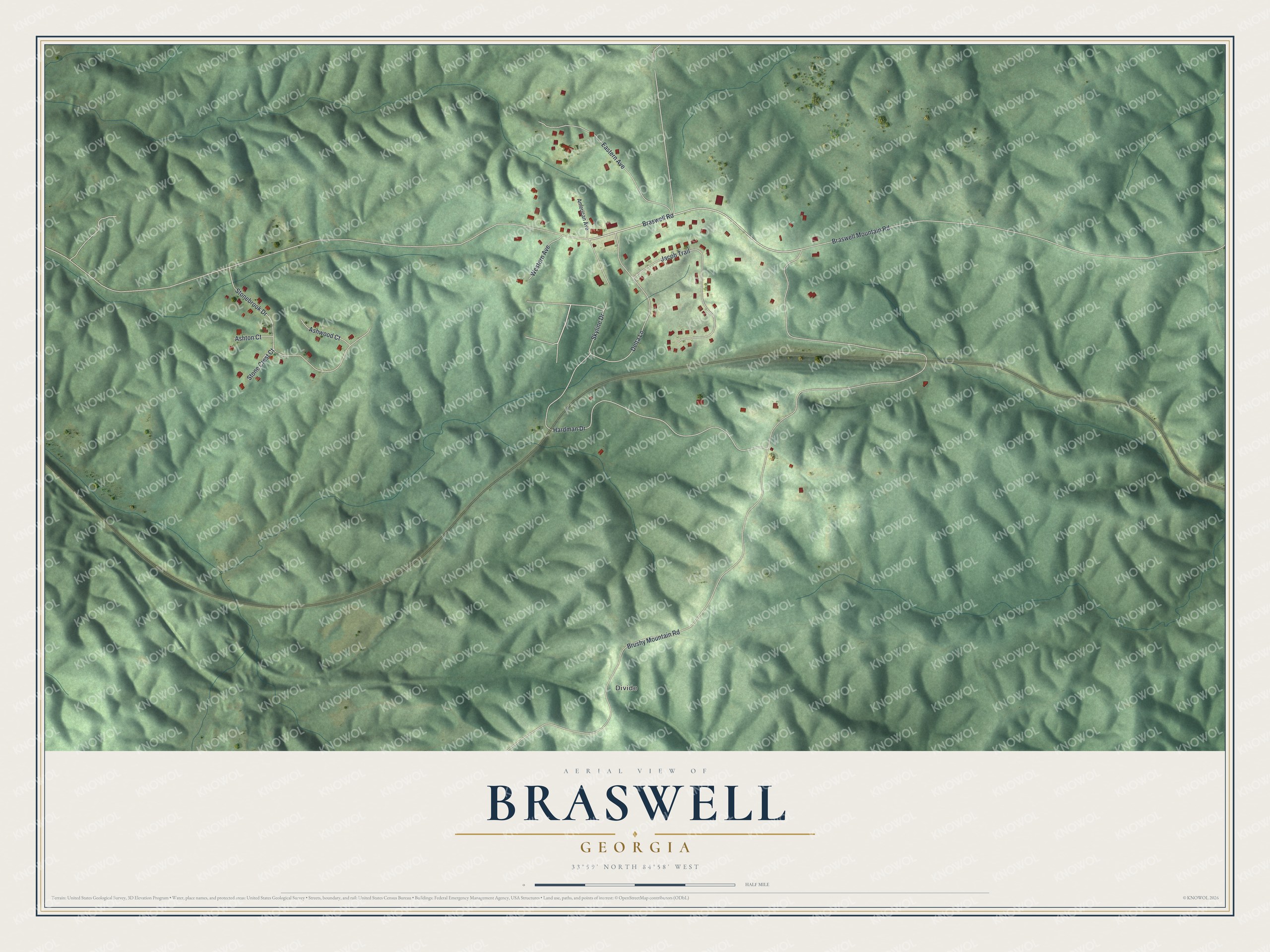 Watermarked full-map preview of Braswell, Georgia
