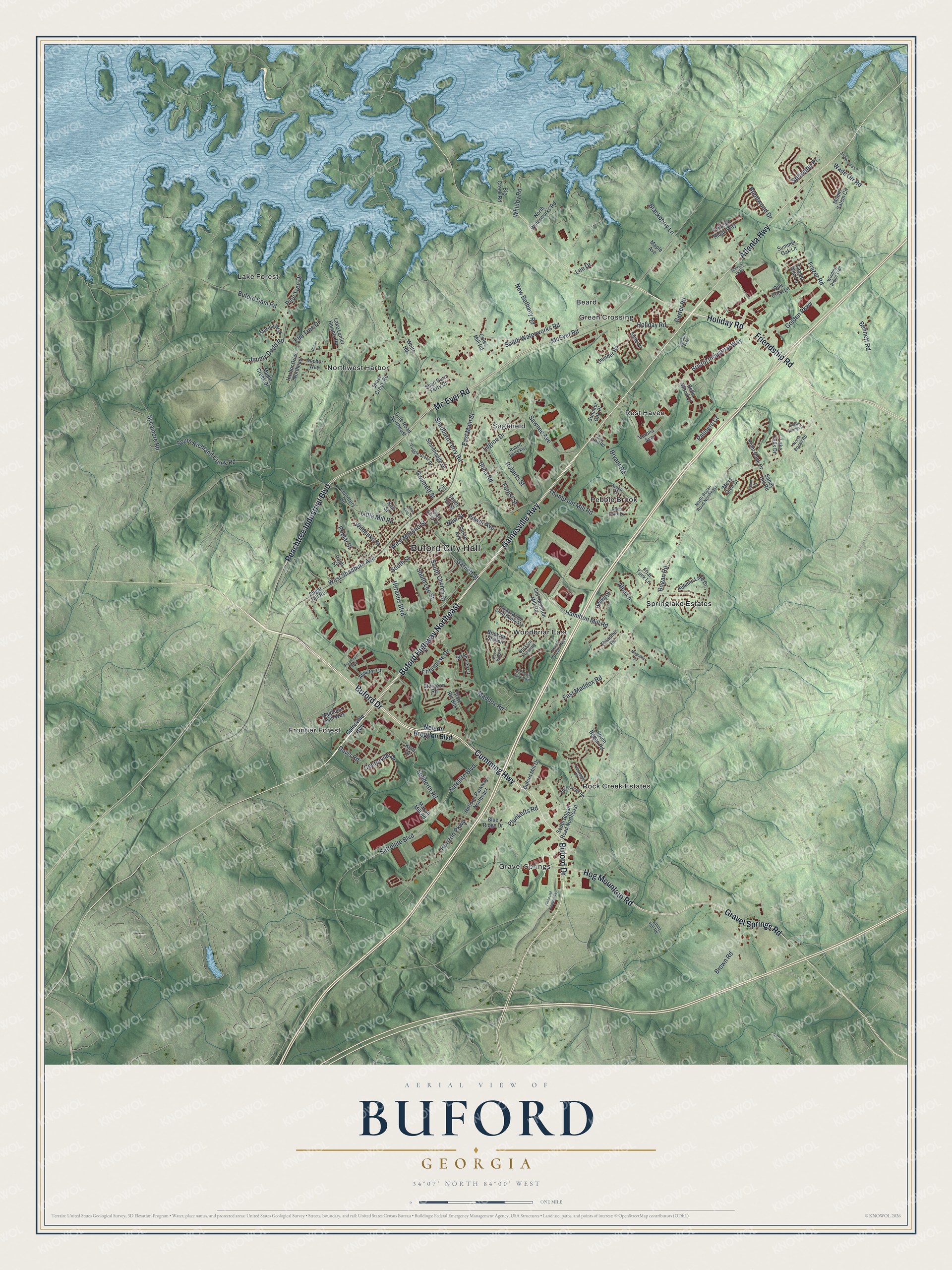 Watermarked full-map preview of Buford, Georgia