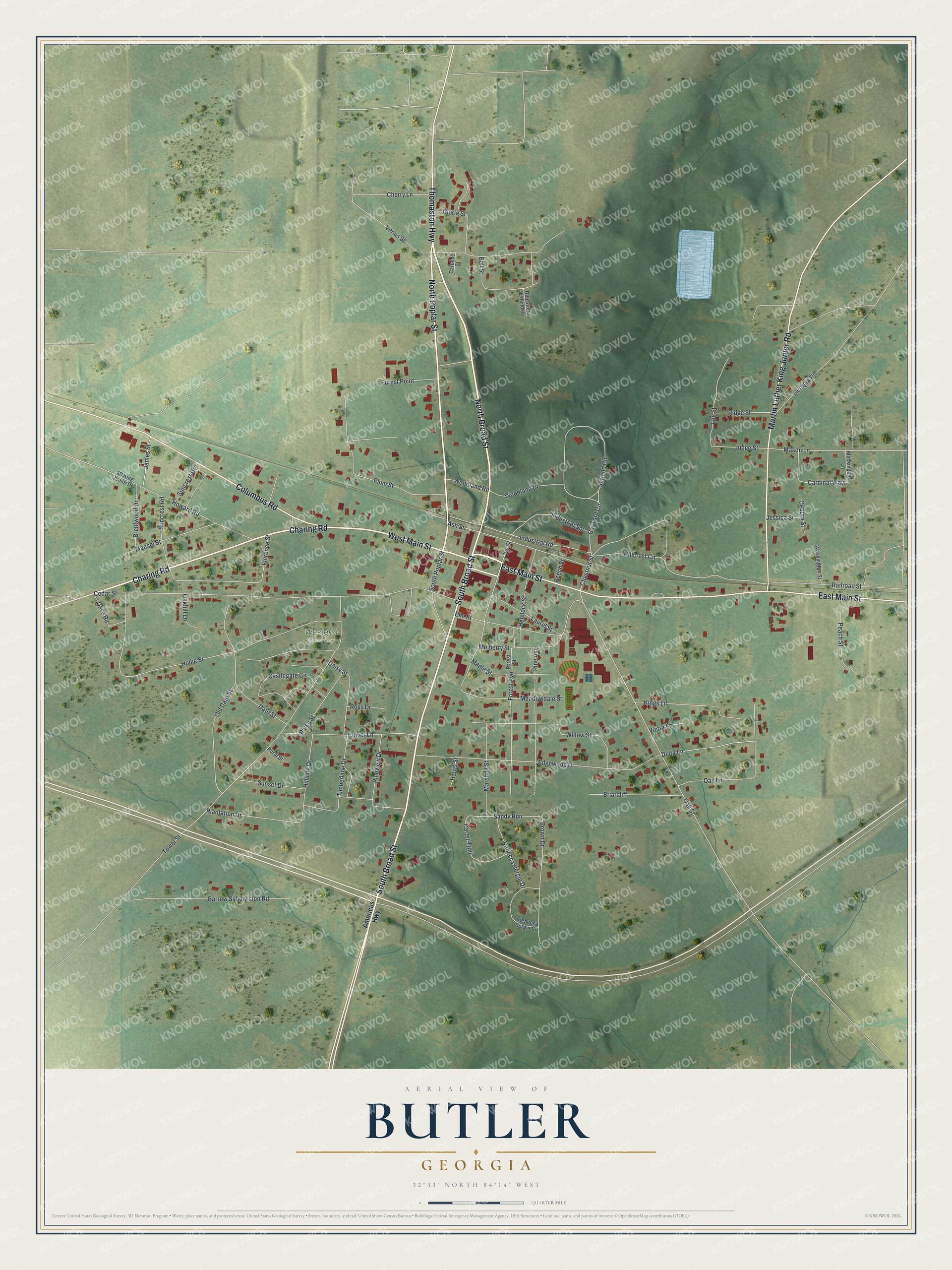 Watermarked full-map preview of Butler, Georgia