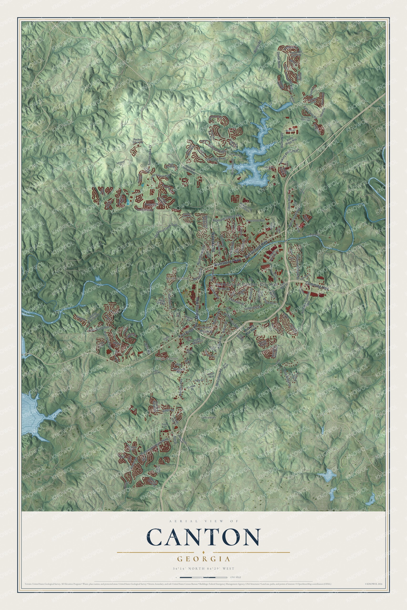 Watermarked full-map preview of Canton, Georgia