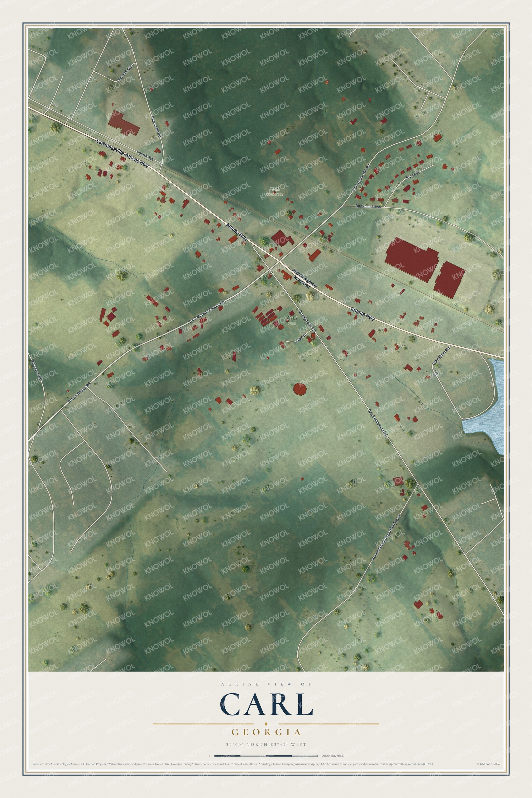 Watermarked full-map preview of Carl, Georgia