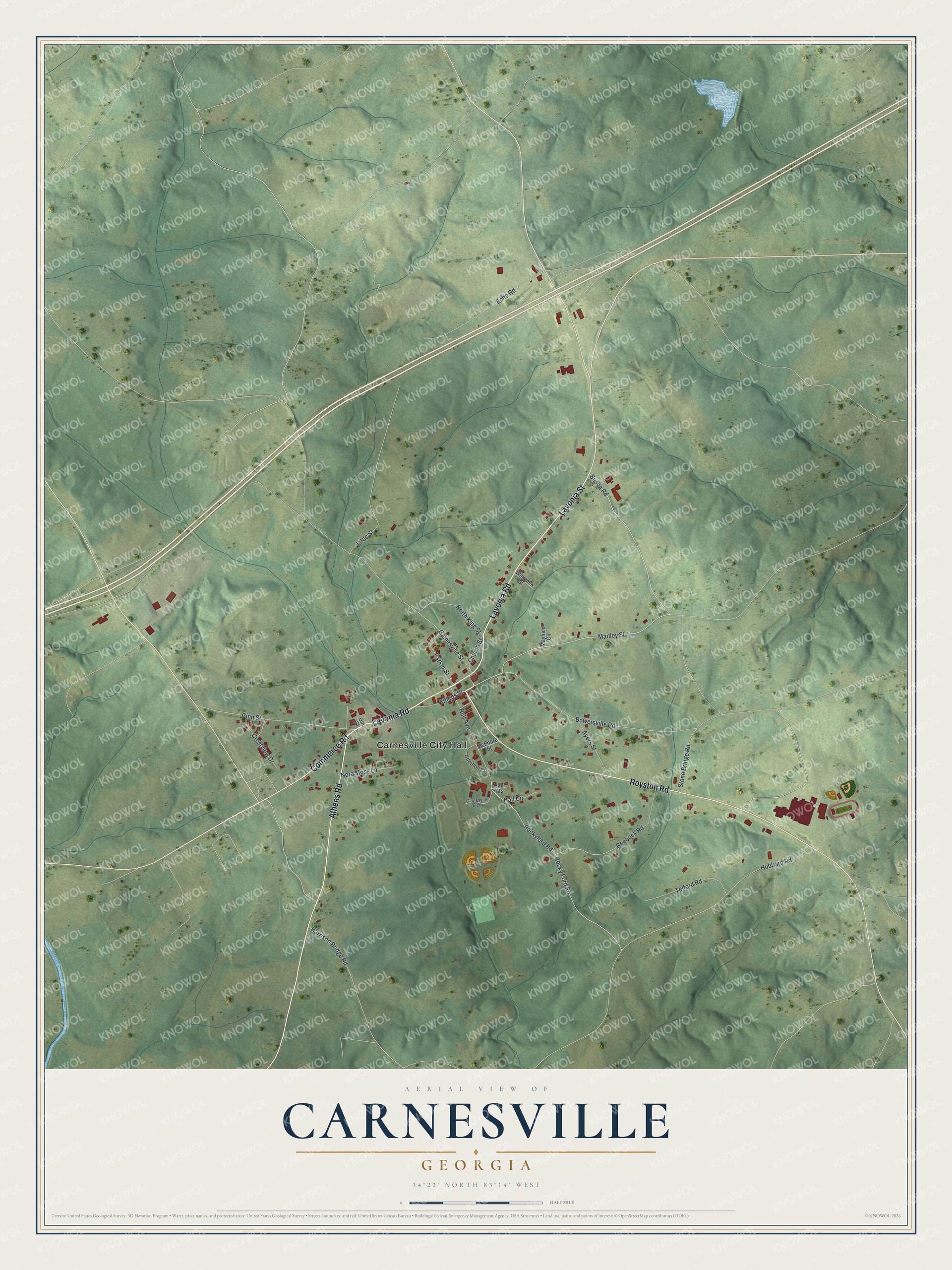 Watermarked full-map preview of Carnesville, Georgia