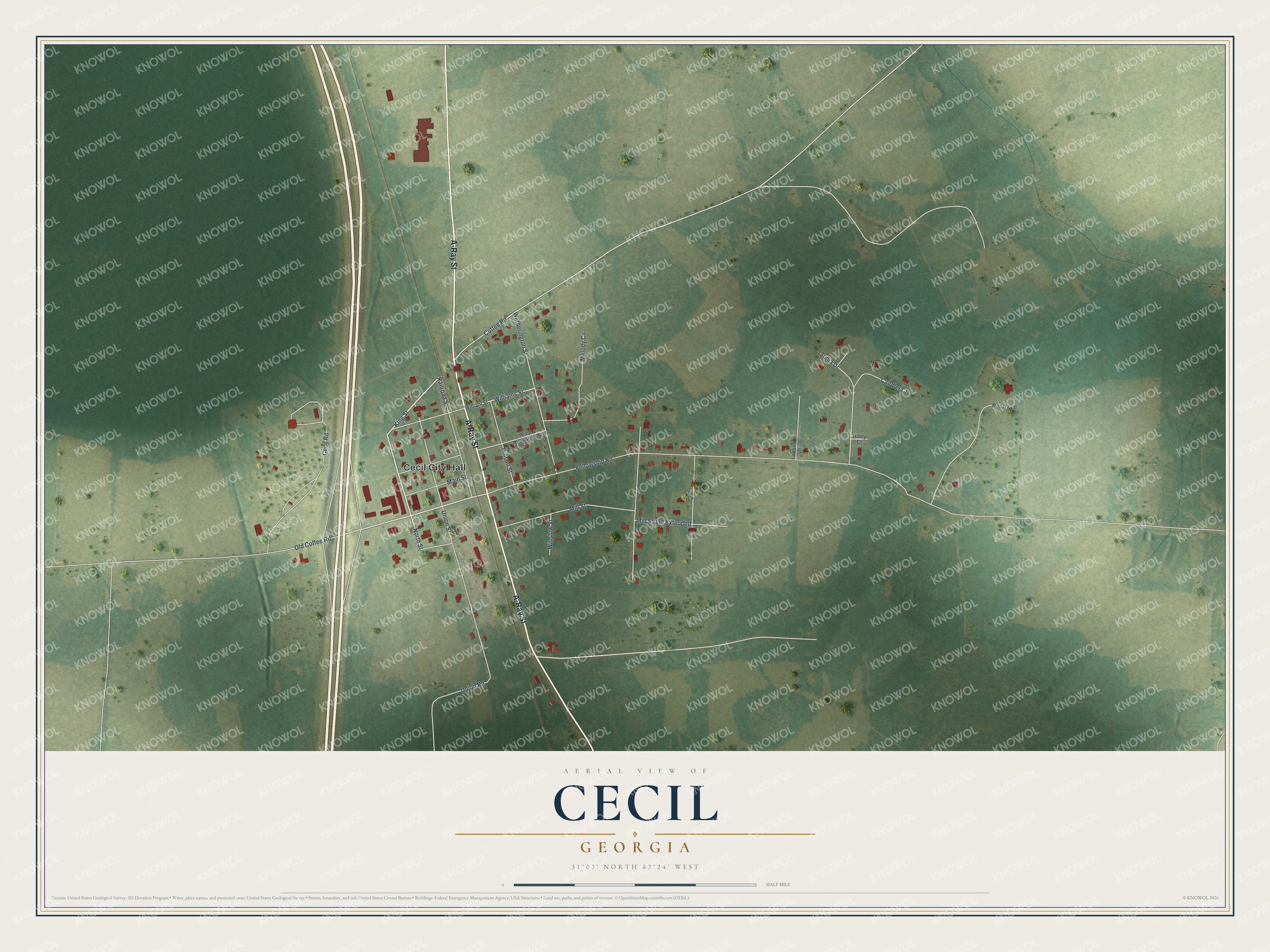 Watermarked full-map preview of Cecil, Georgia