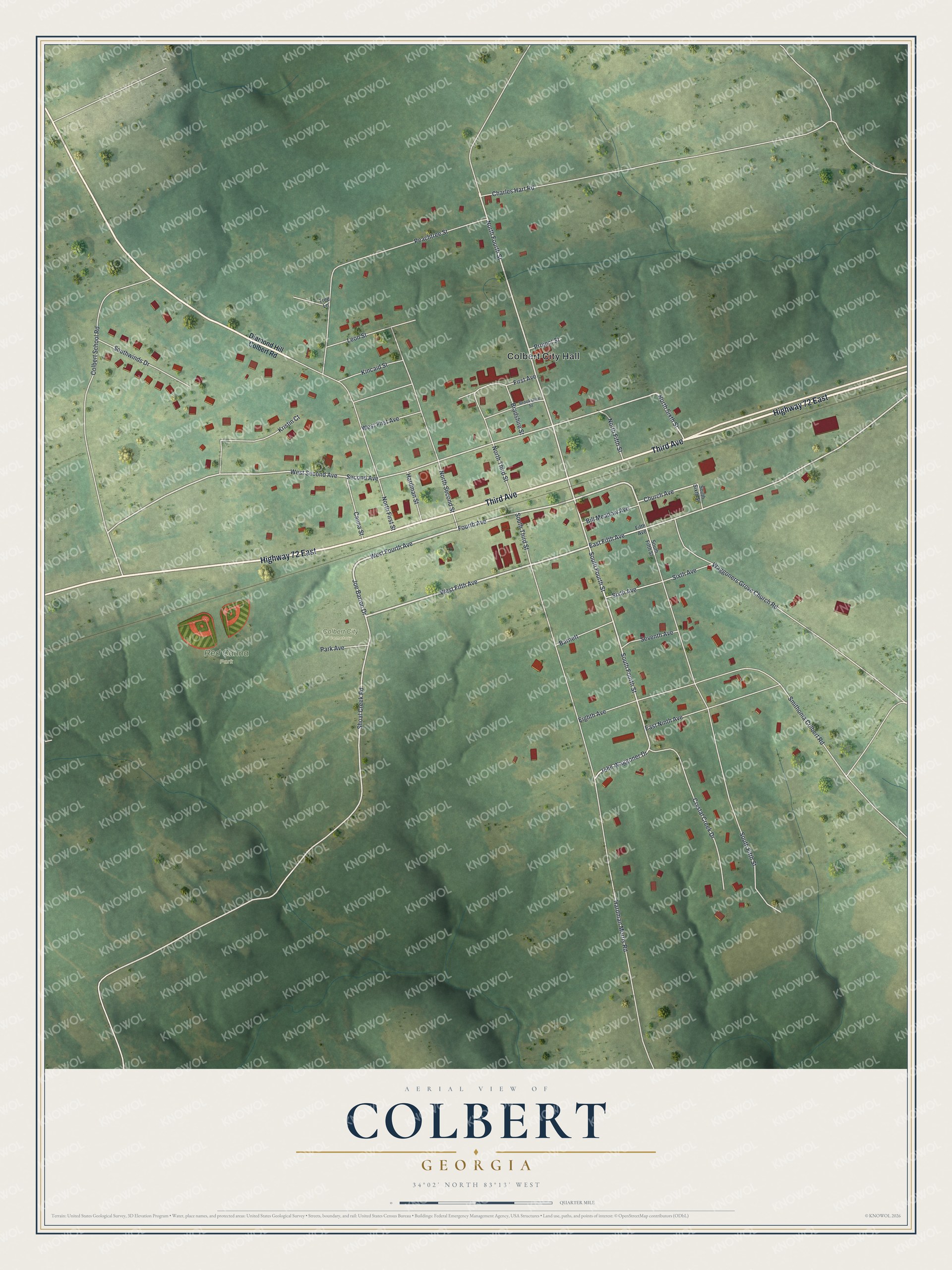 Watermarked full-map preview of Colbert, Georgia