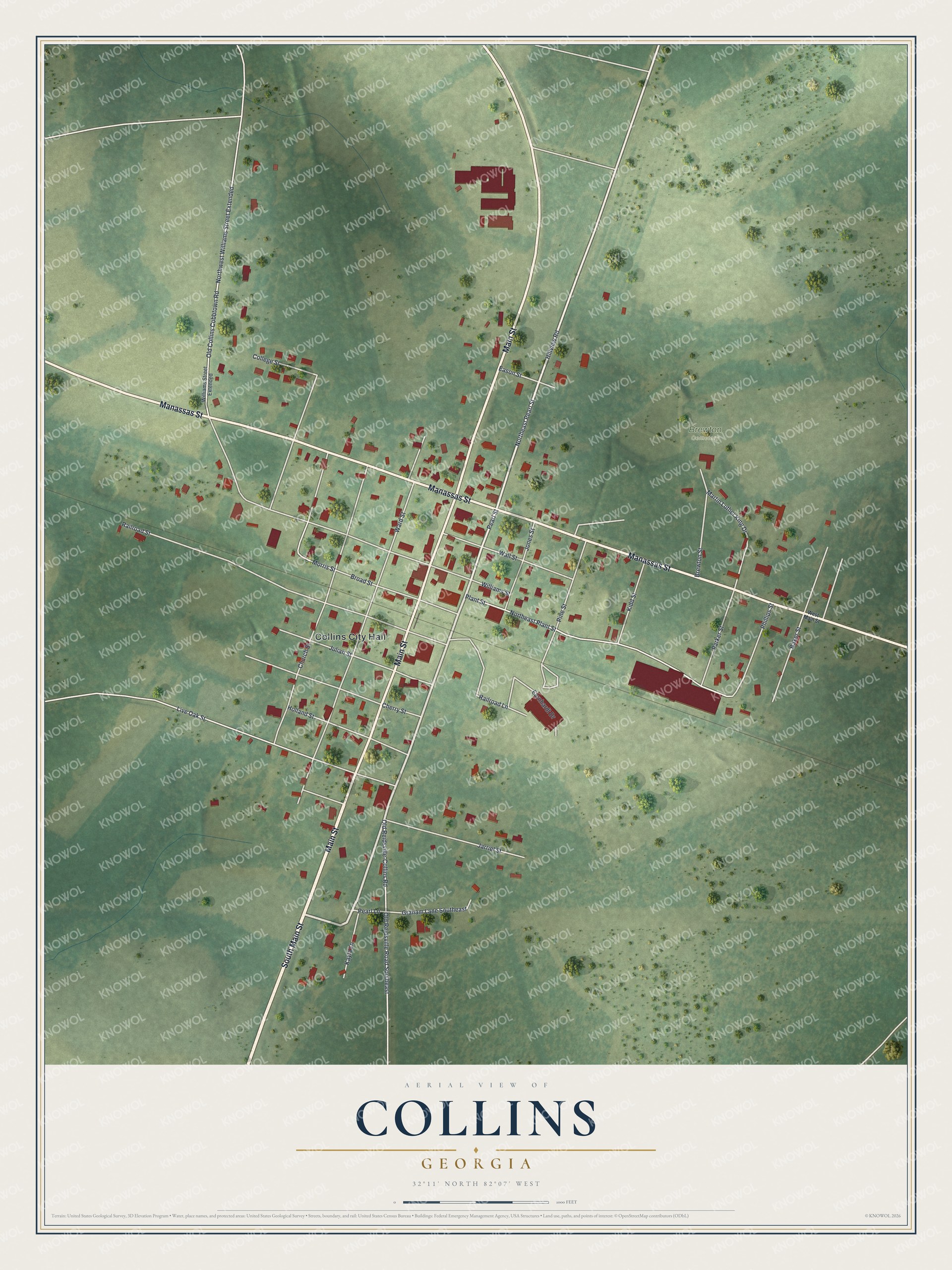 Watermarked full-map preview of Collins, Georgia