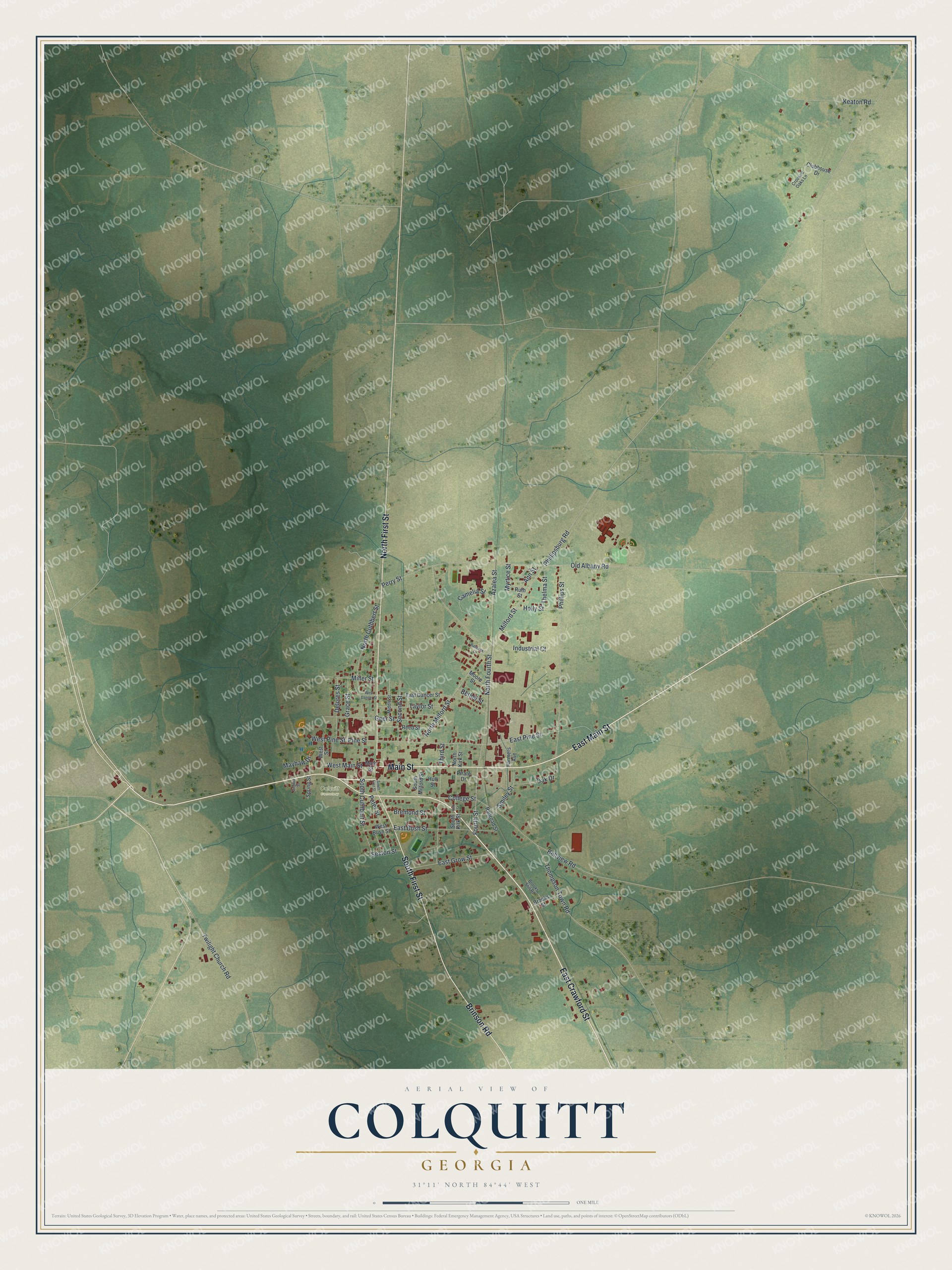 Watermarked full-map preview of Colquitt, Georgia