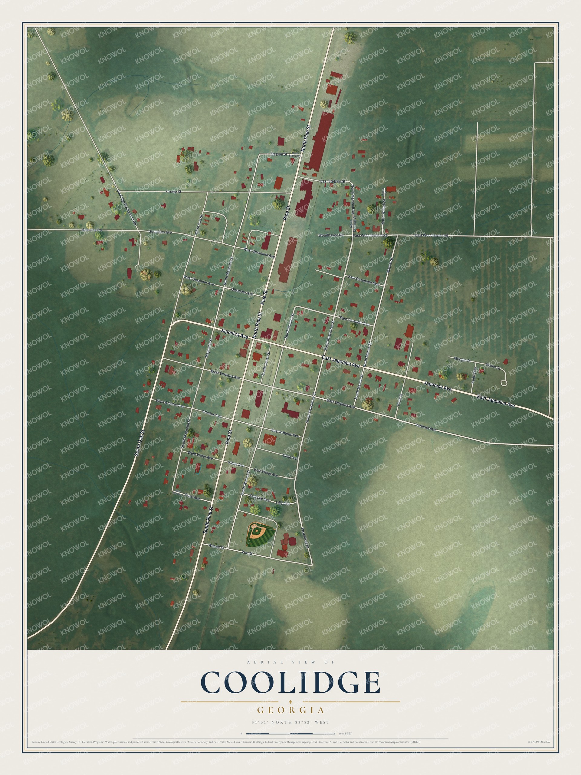 Watermarked full-map preview of Coolidge, Georgia