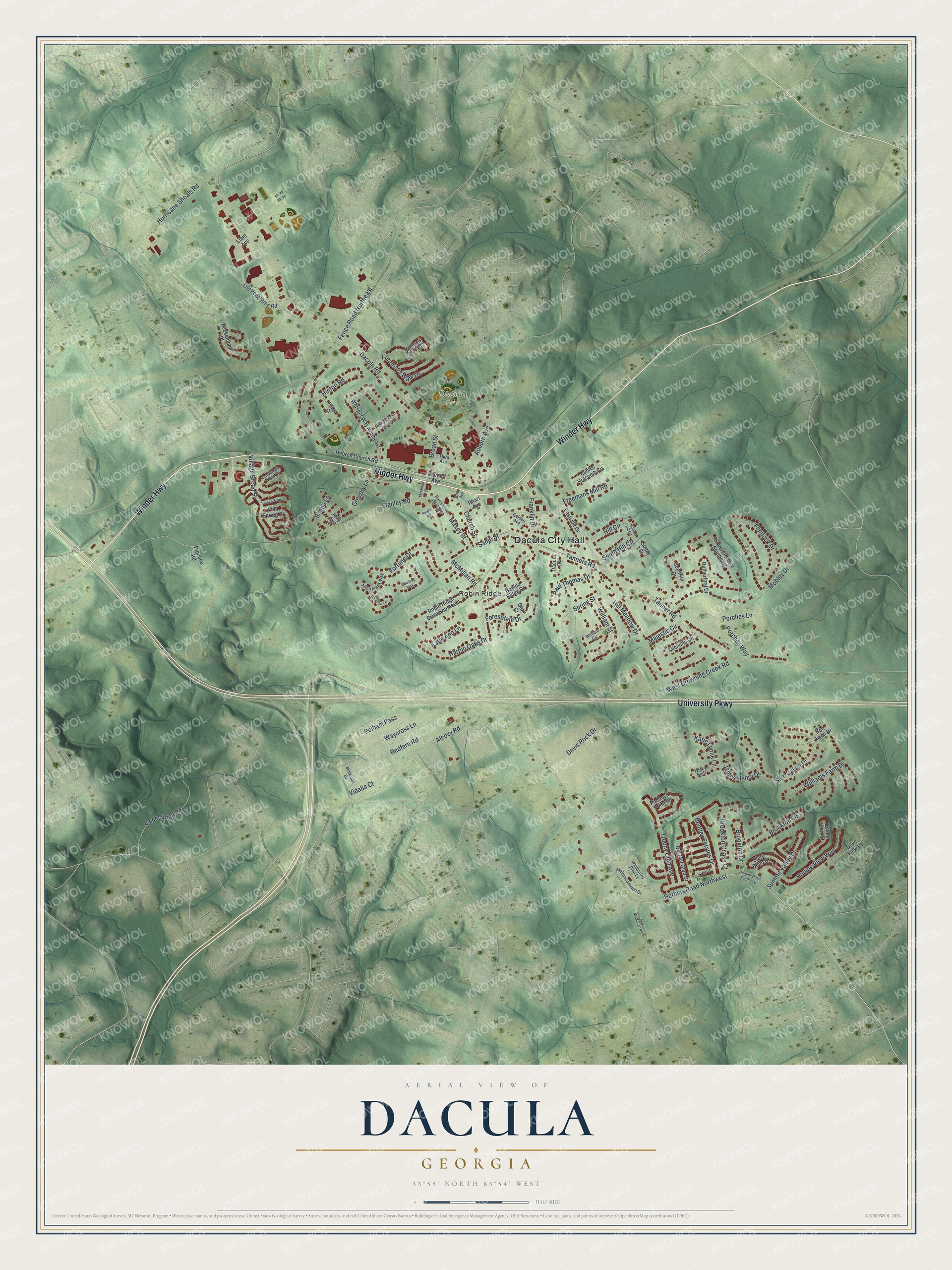Watermarked full-map preview of Dacula, Georgia