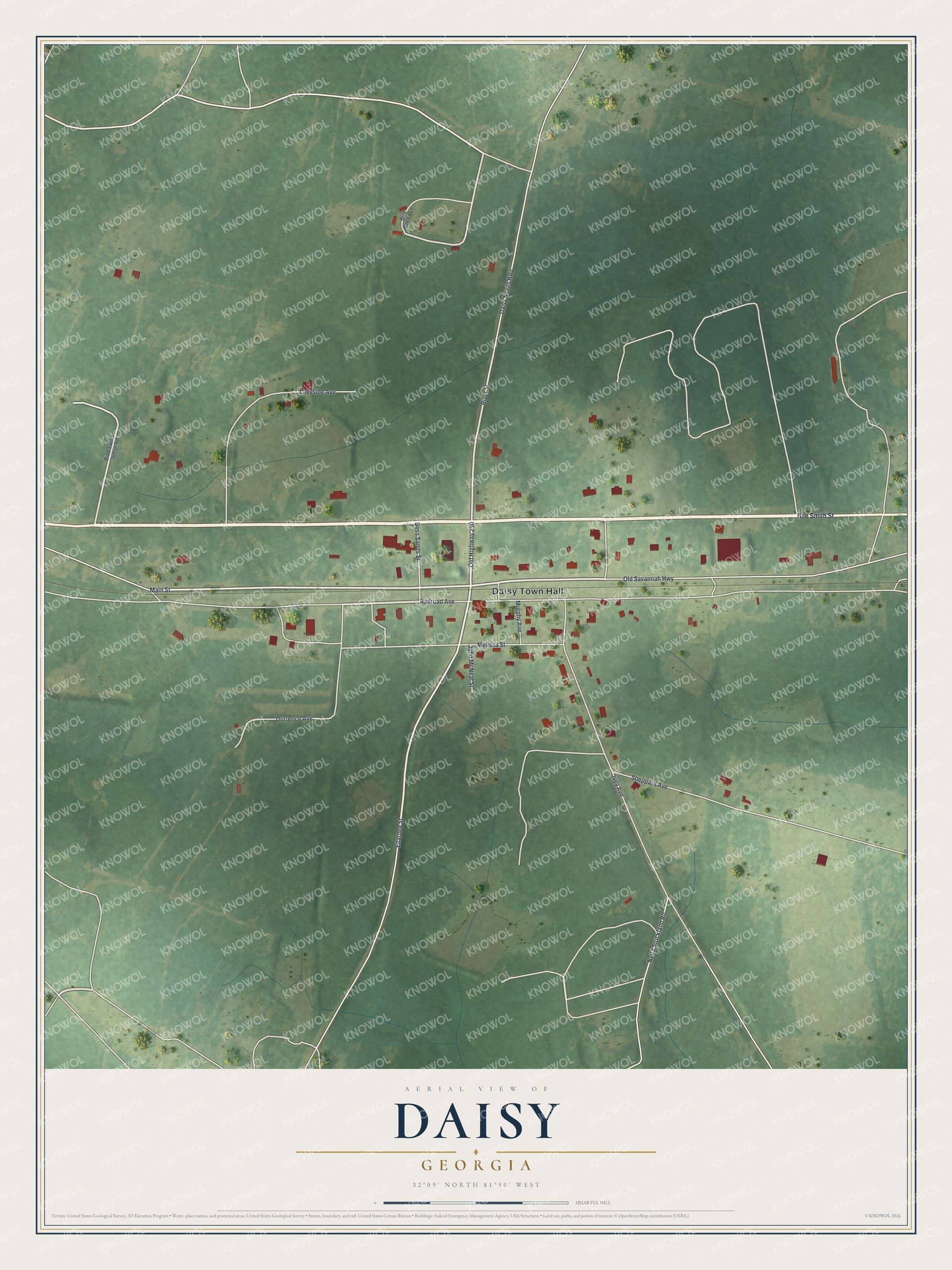 Watermarked full-map preview of Daisy, Georgia