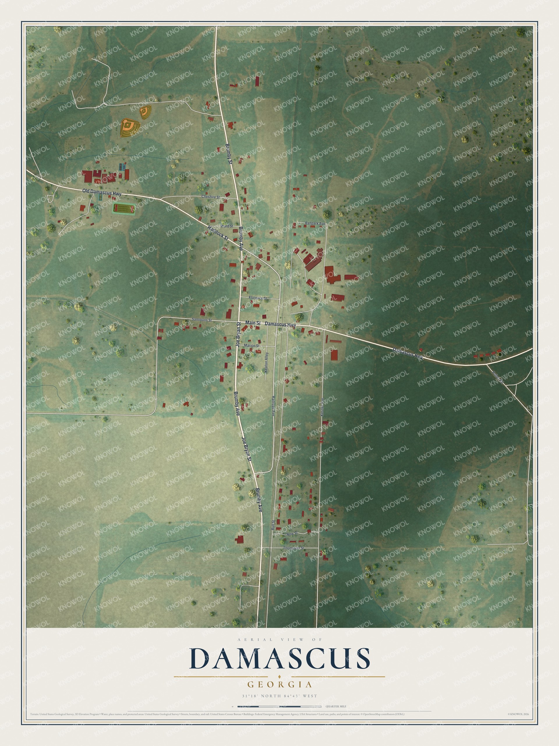 Watermarked full-map preview of Damascus, Georgia