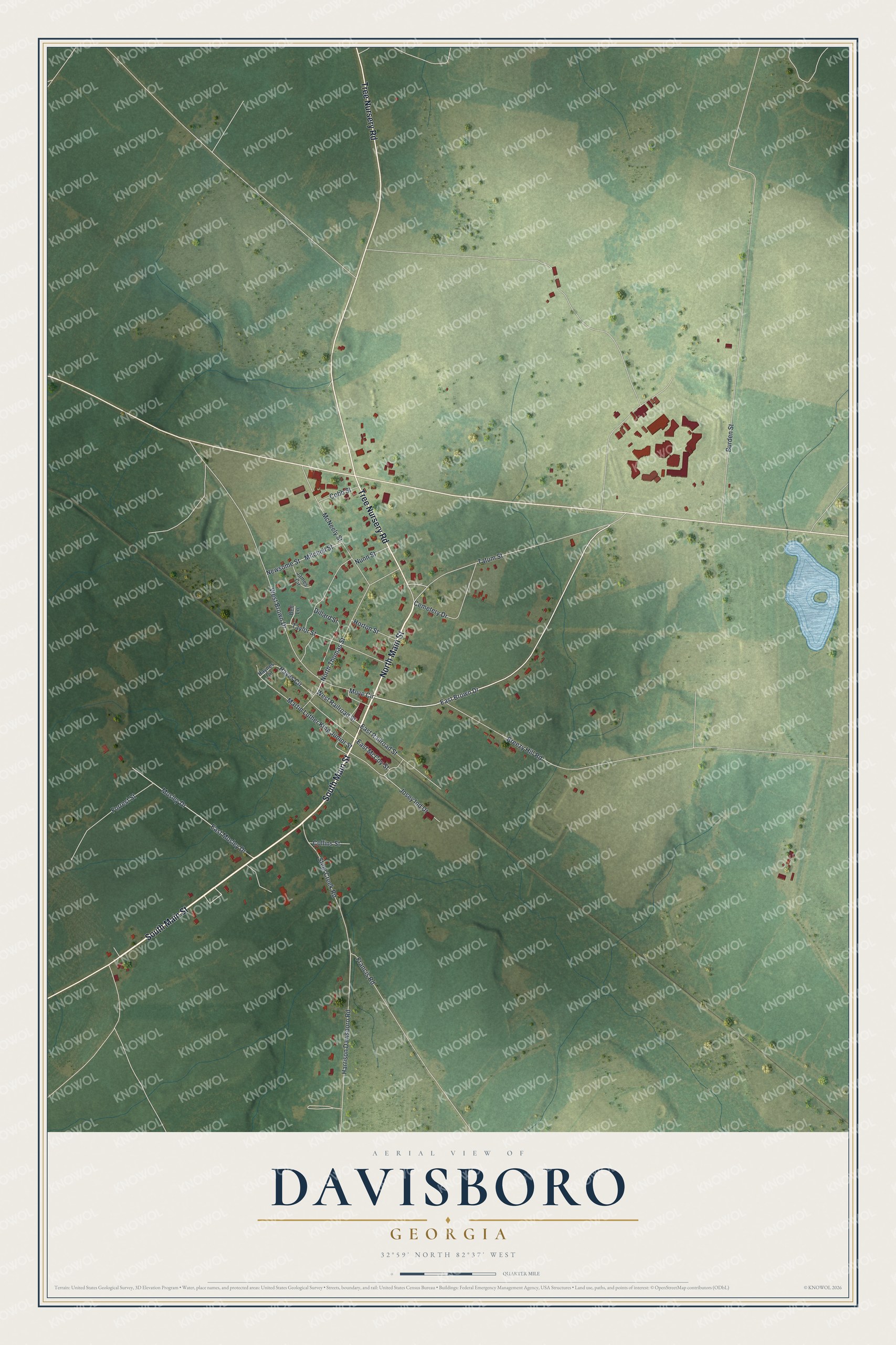 Watermarked full-map preview of Davisboro, Georgia