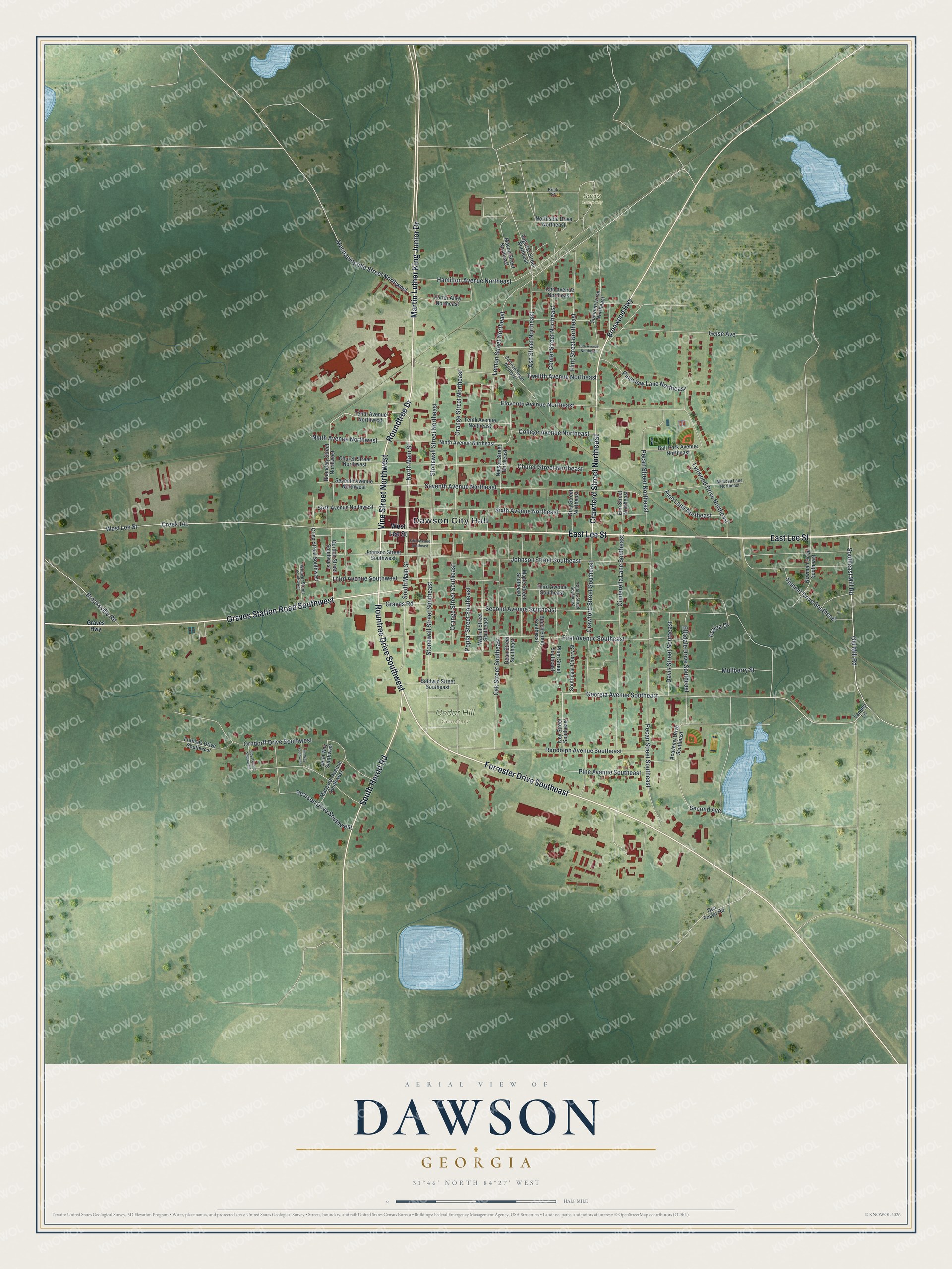 Watermarked full-map preview of Dawson, Georgia