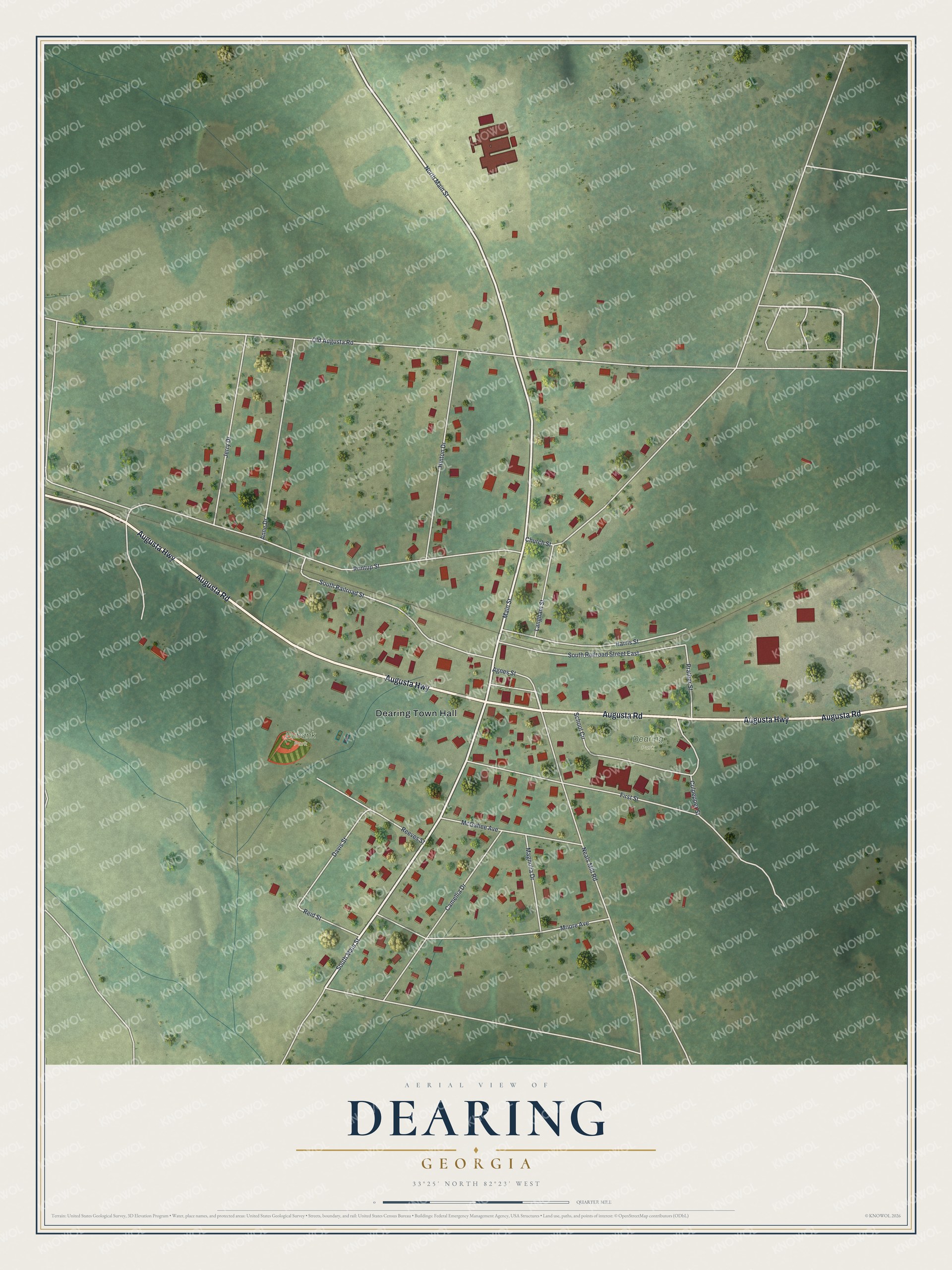 Watermarked full-map preview of Dearing, Georgia