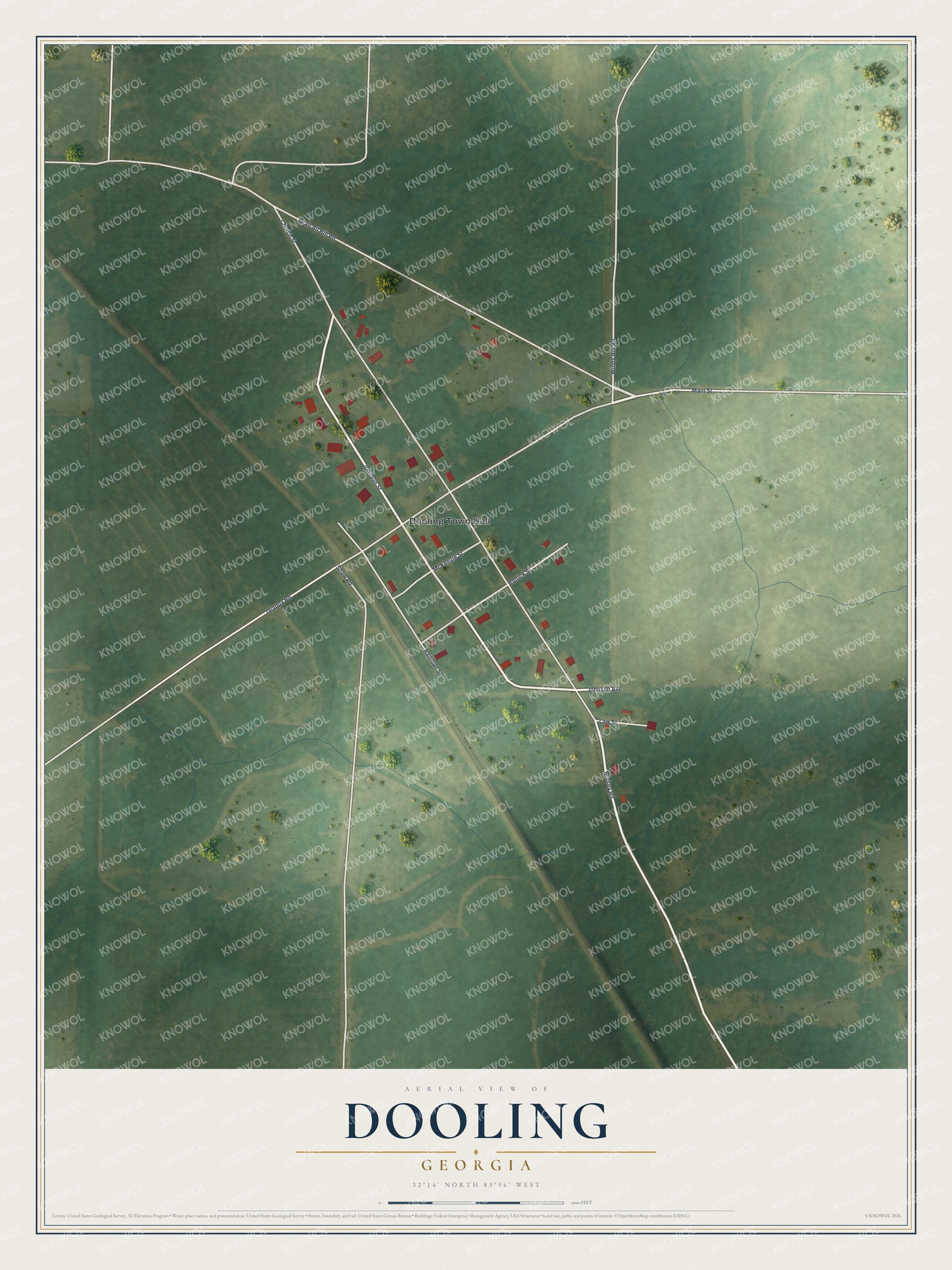 Watermarked full-map preview of Dooling, Georgia