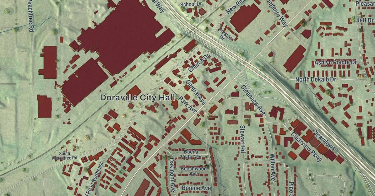 Map of Doraville, Georgia, Drawn Like an Old Atlas