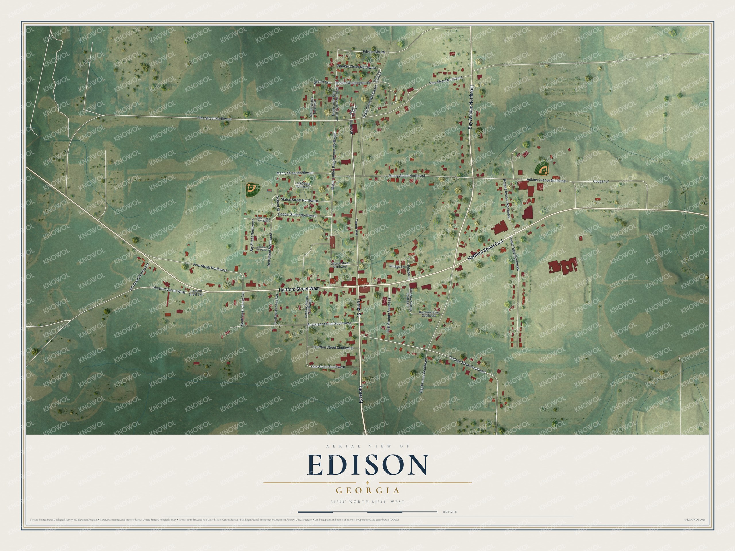 Watermarked full-map preview of Edison, Georgia