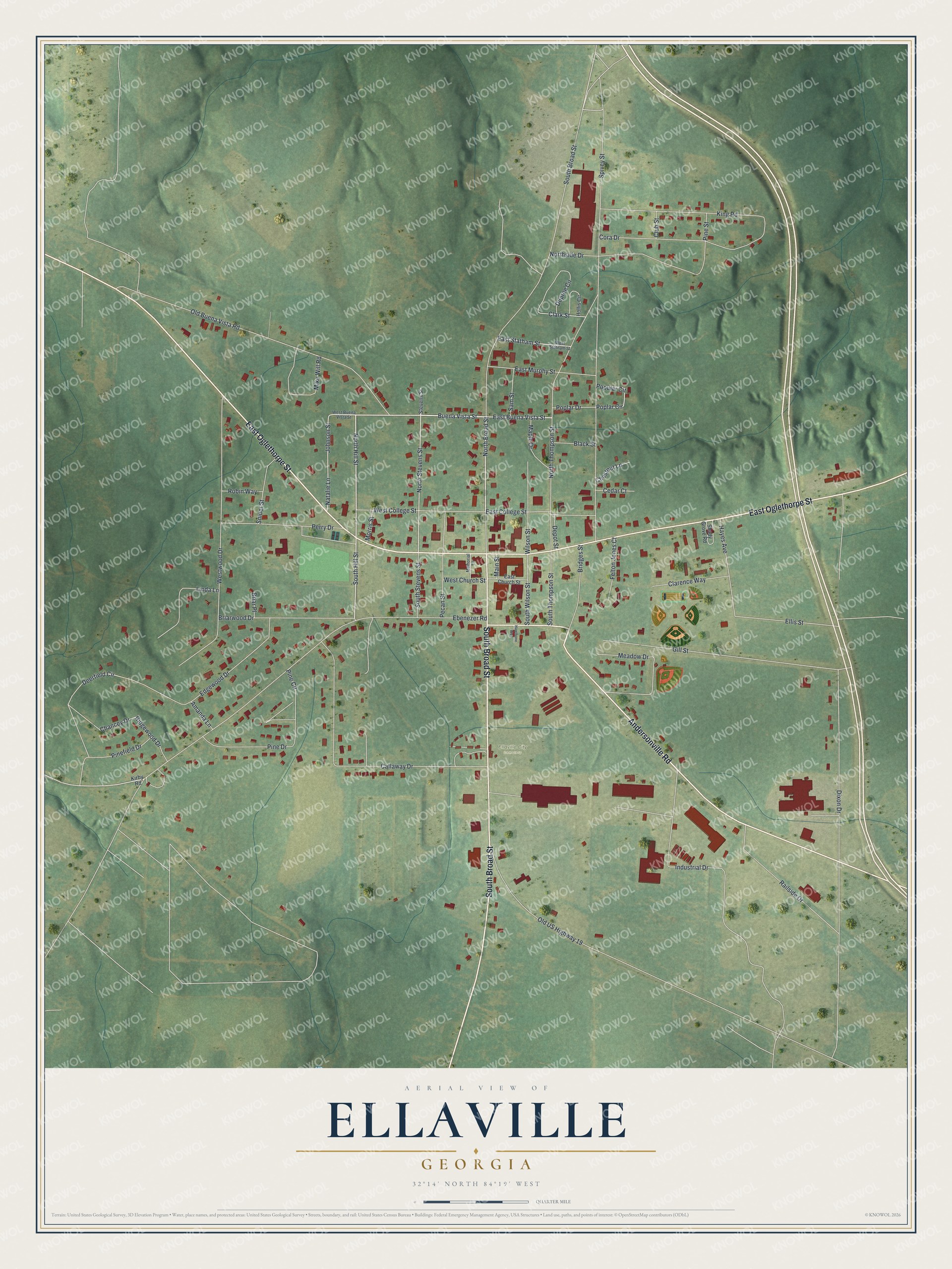 Watermarked full-map preview of Ellaville, Georgia