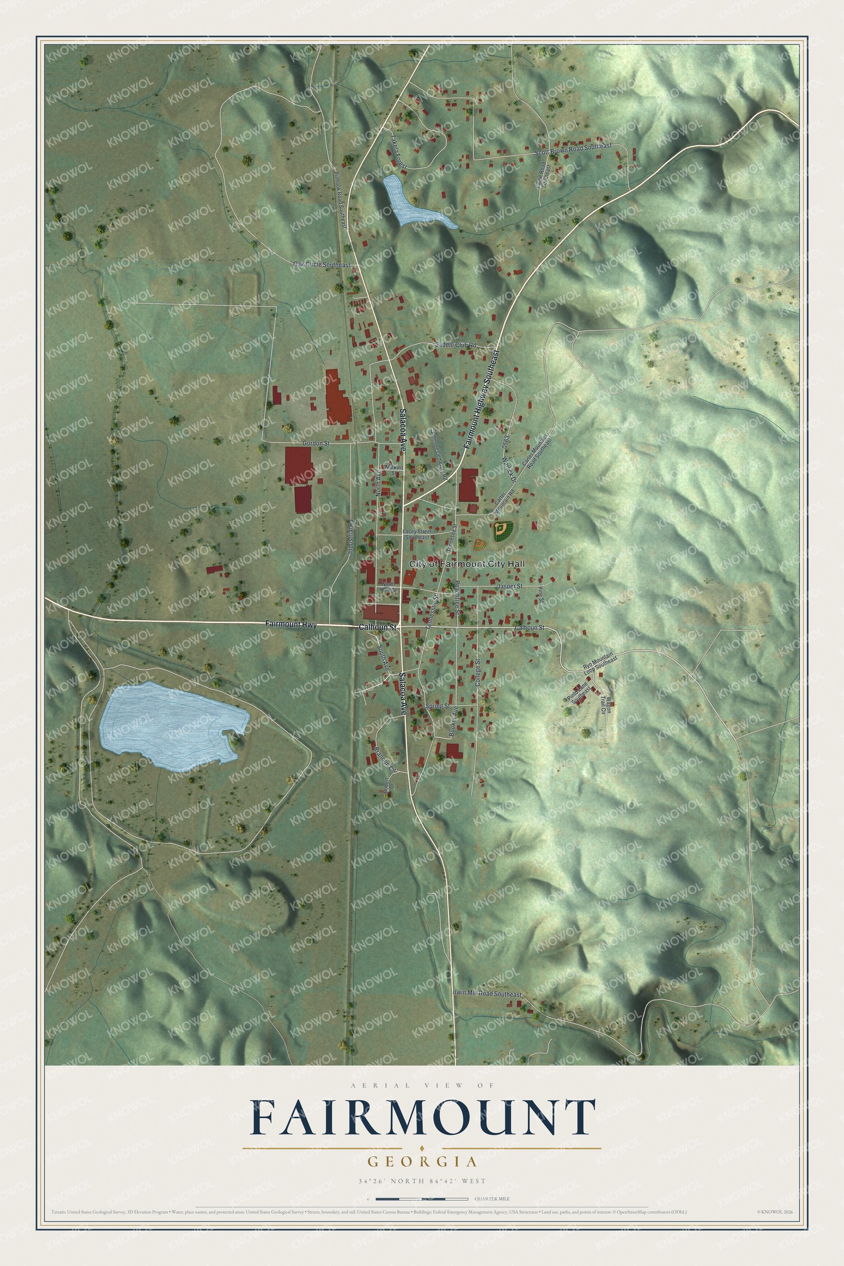 Watermarked full-map preview of Fairmount, Georgia