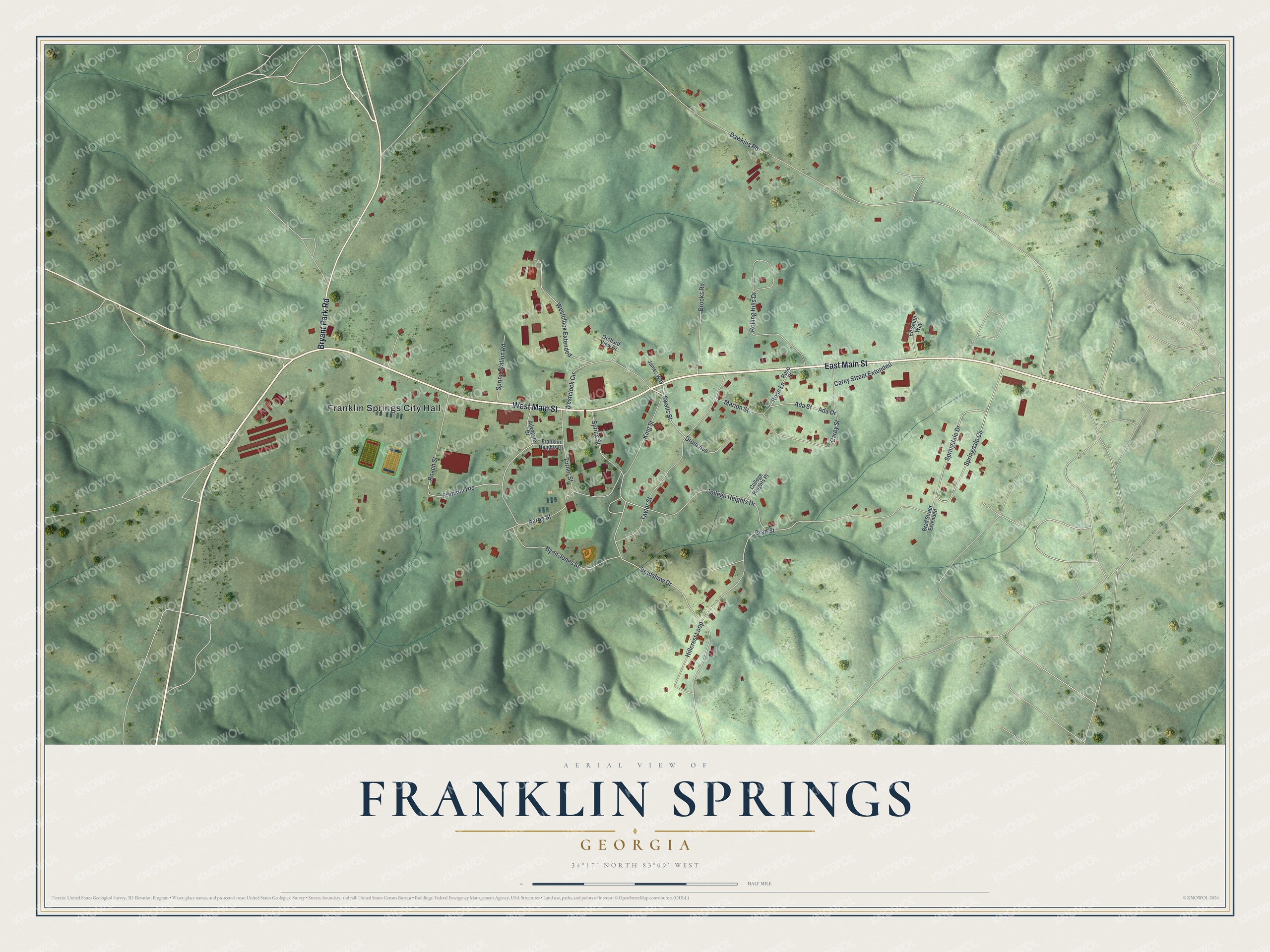Watermarked full-map preview of Franklin Springs, Georgia