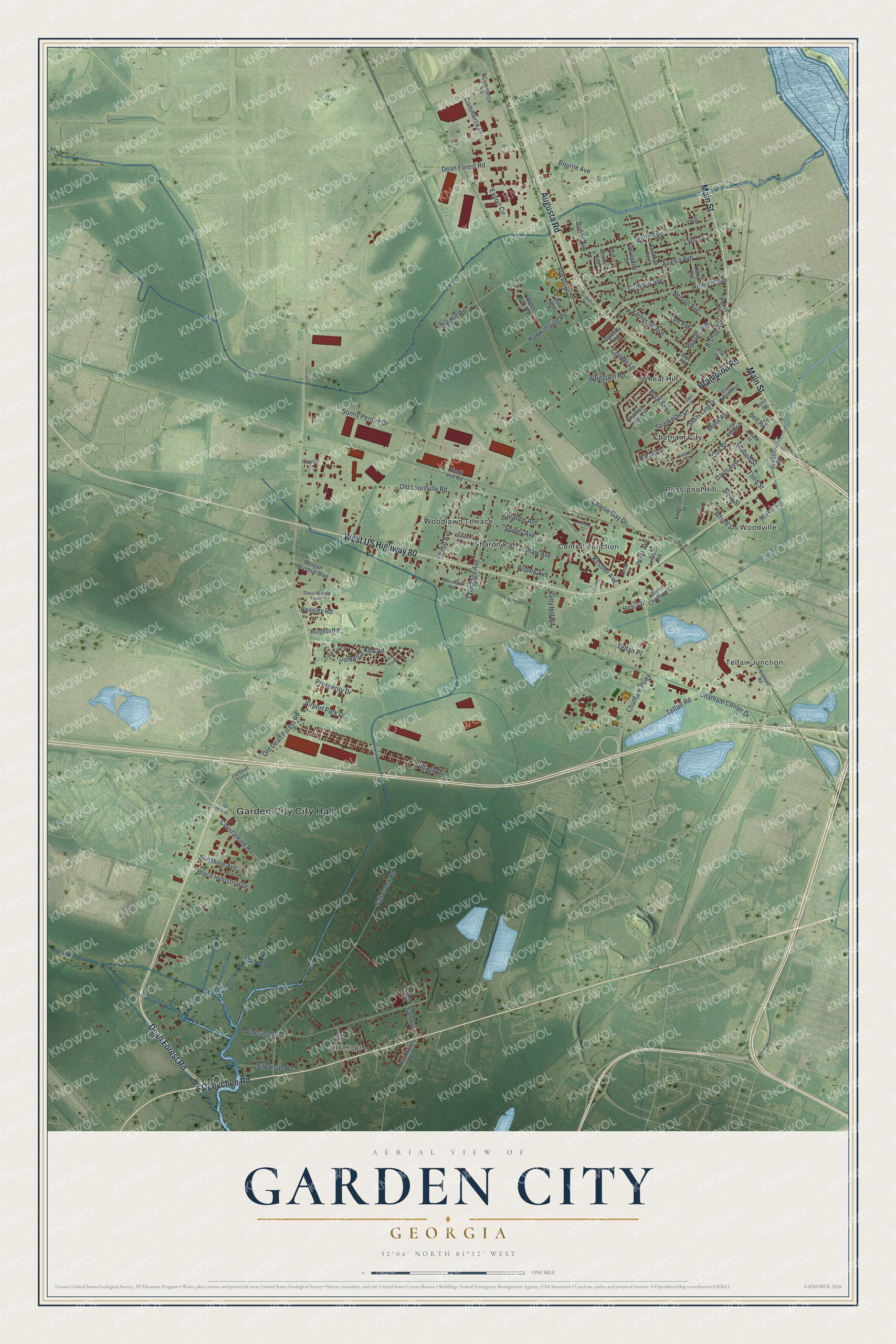 Watermarked full-map preview of Garden City, Georgia