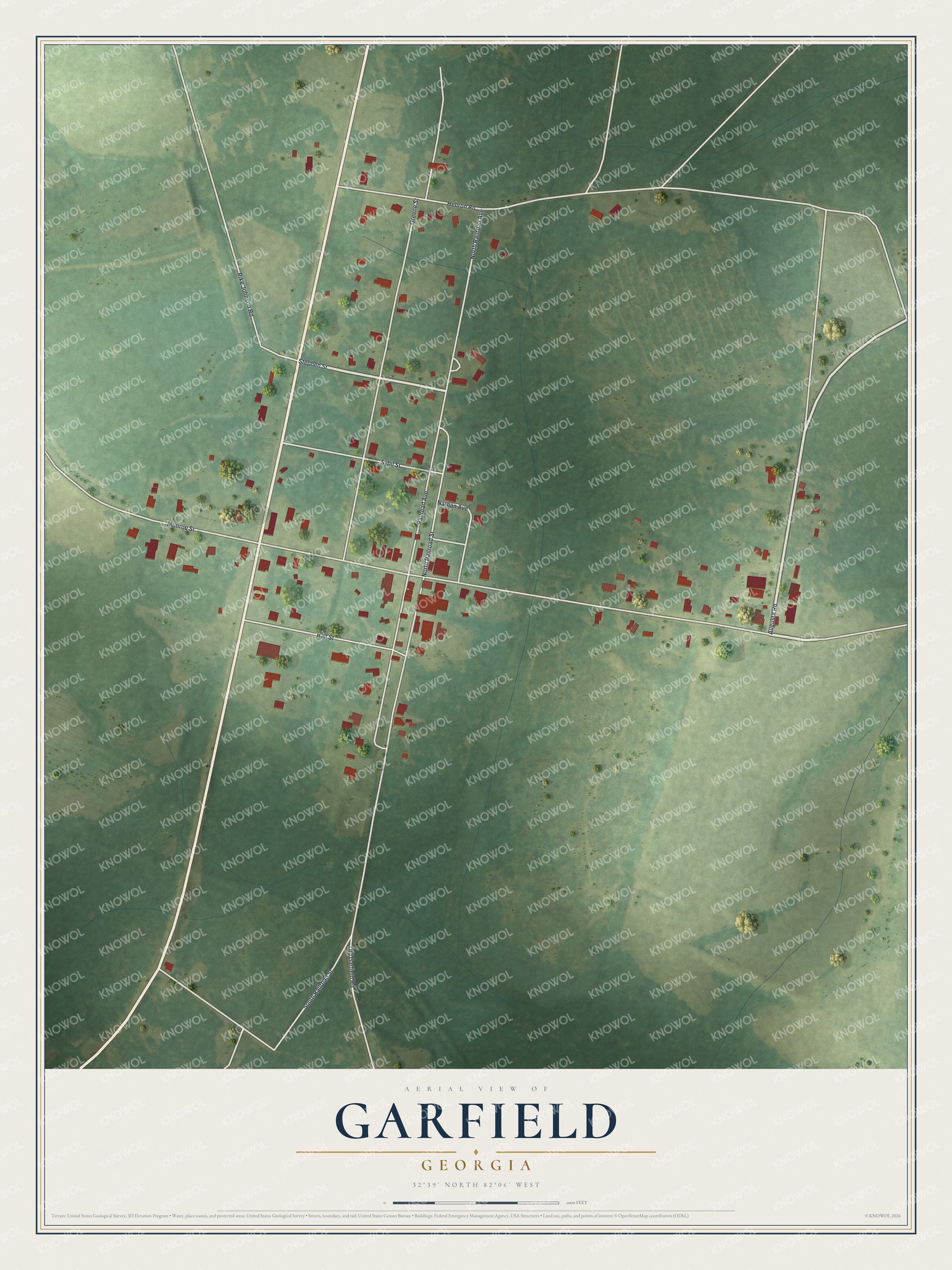Watermarked full-map preview of Garfield, Georgia