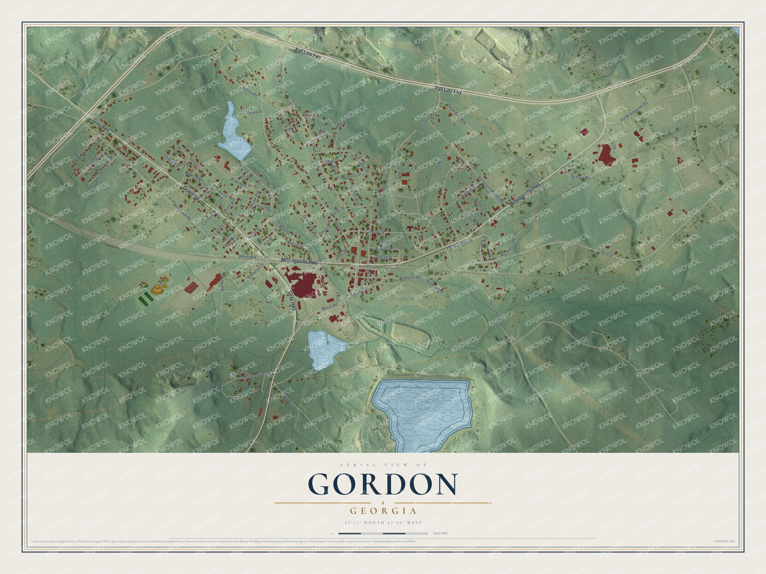 Watermarked full-map preview of Gordon, Georgia