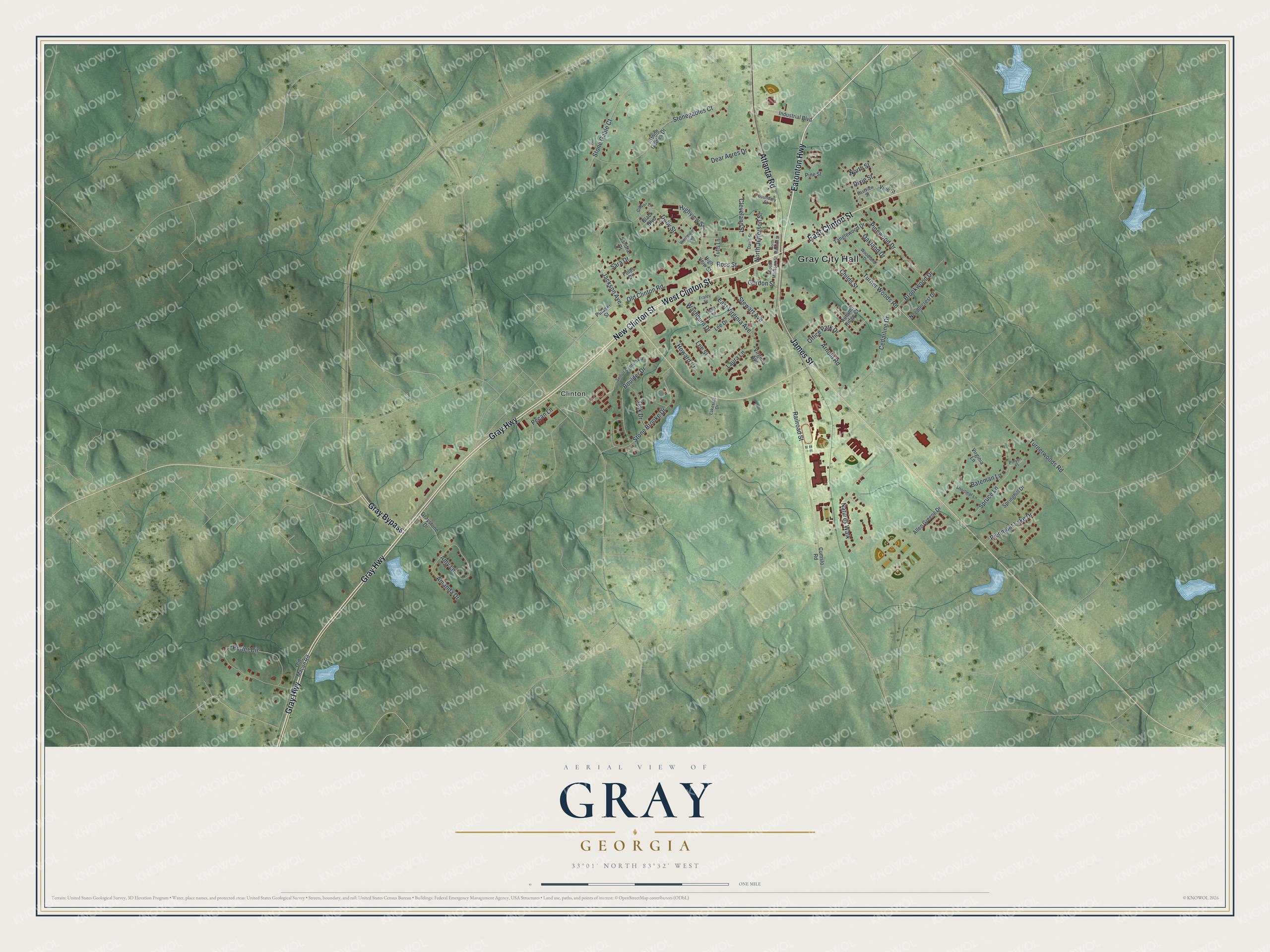 Watermarked full-map preview of Gray, Georgia