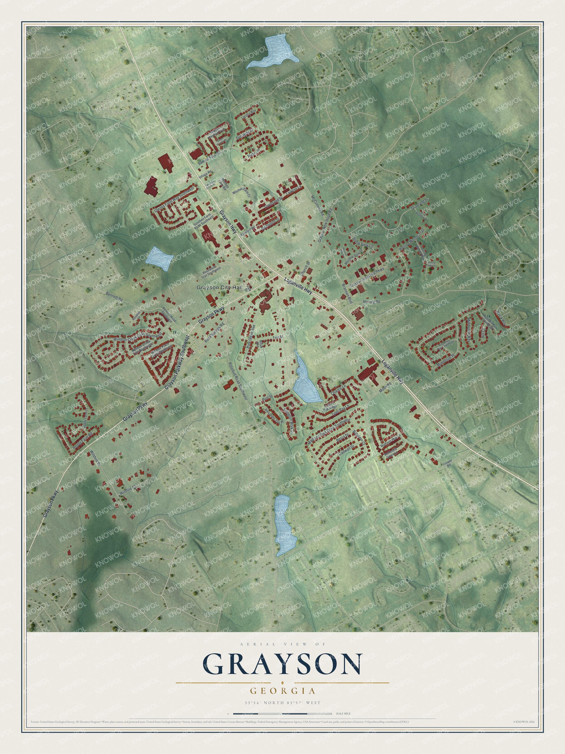 Watermarked full-map preview of Grayson, Georgia