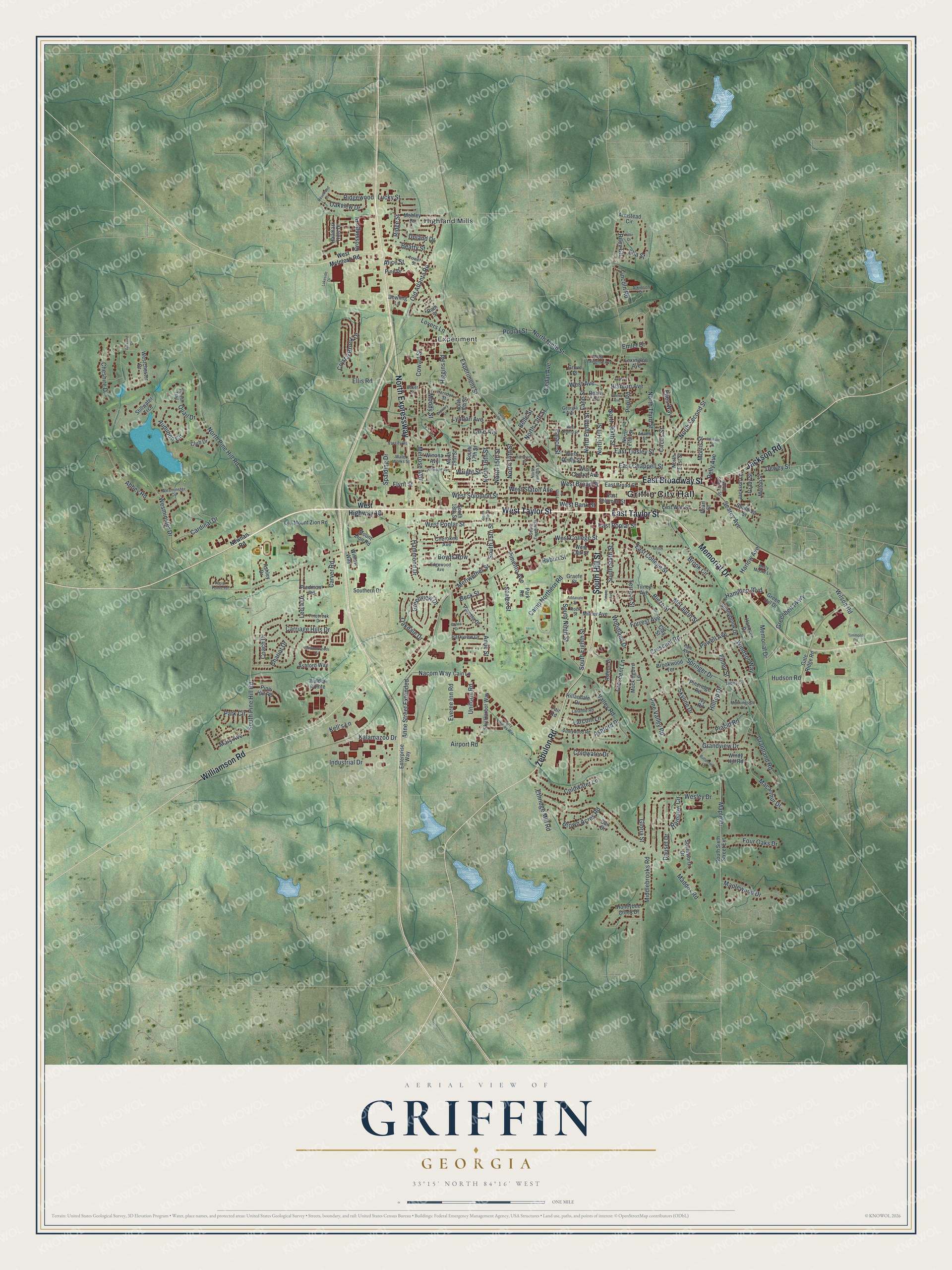 Watermarked full-map preview of Griffin, Georgia