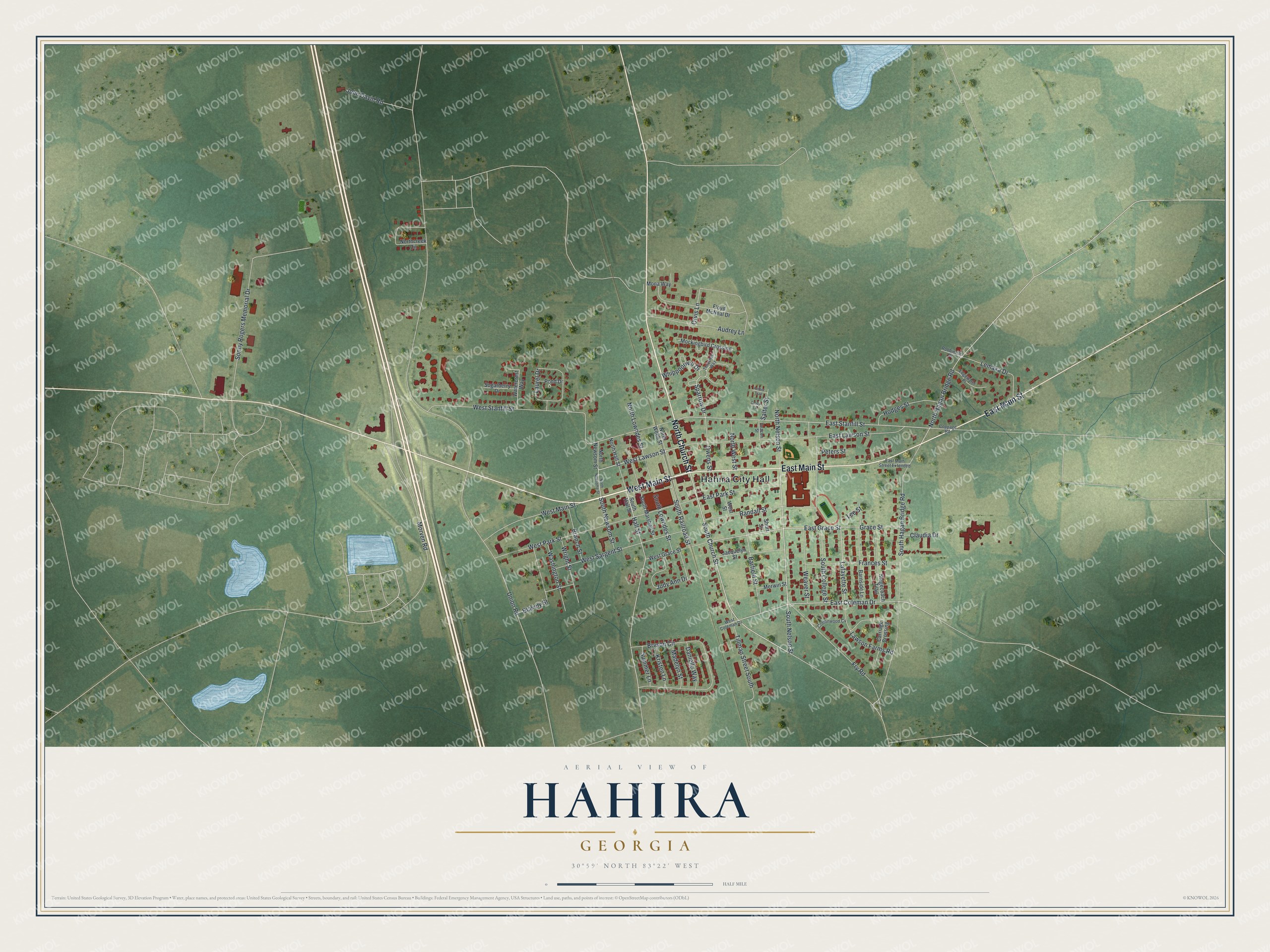 Watermarked full-map preview of Hahira, Georgia