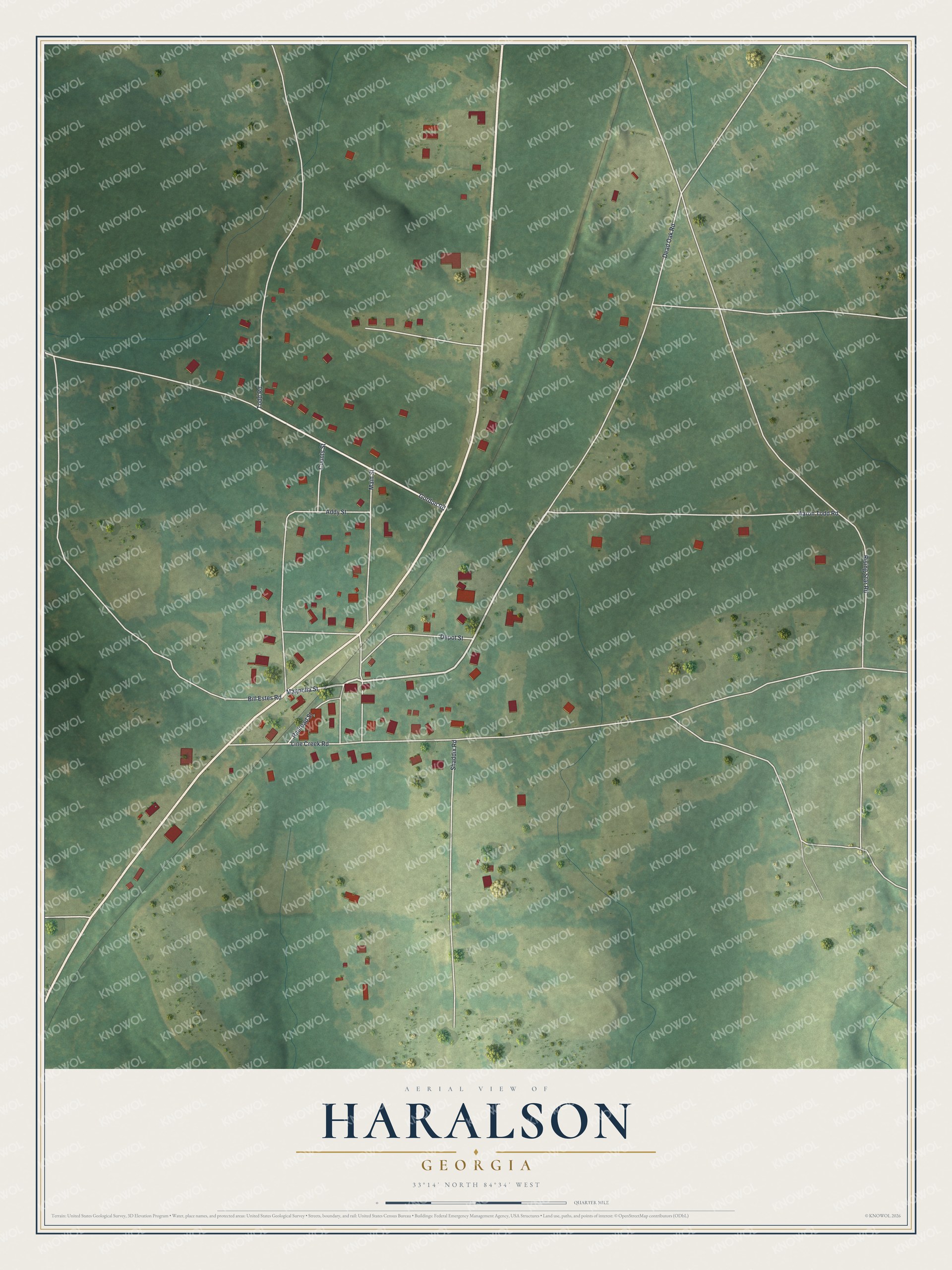 Watermarked full-map preview of Haralson, Georgia