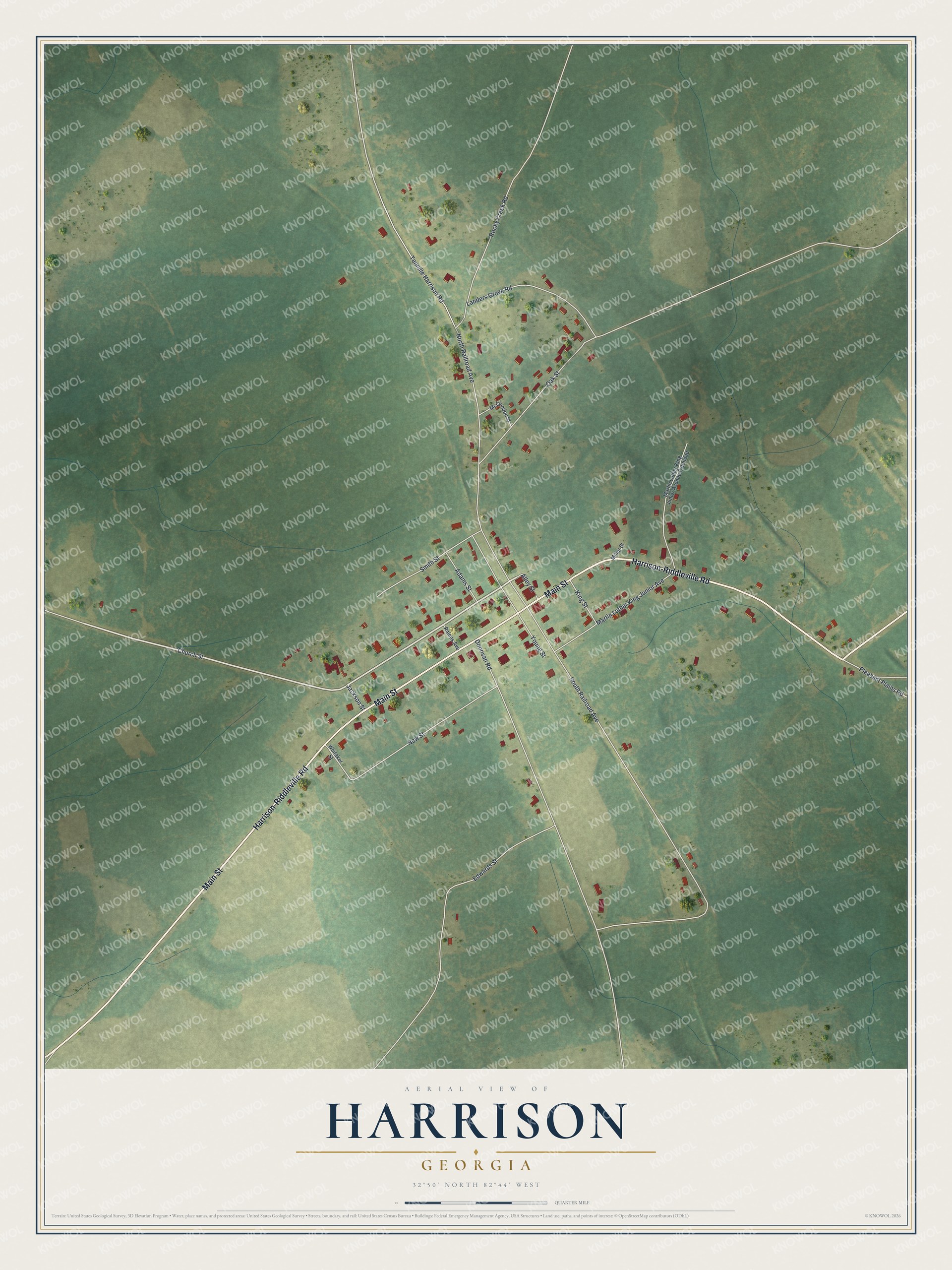 Watermarked full-map preview of Harrison, Georgia