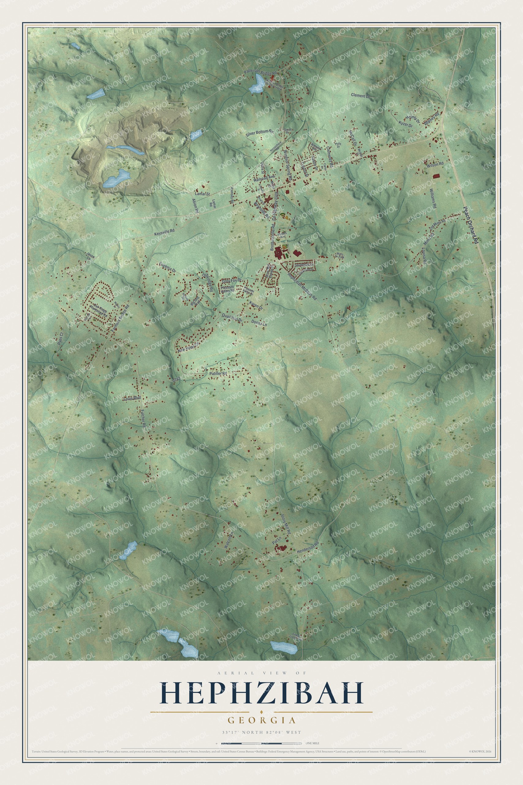 Watermarked full-map preview of Hephzibah, Georgia
