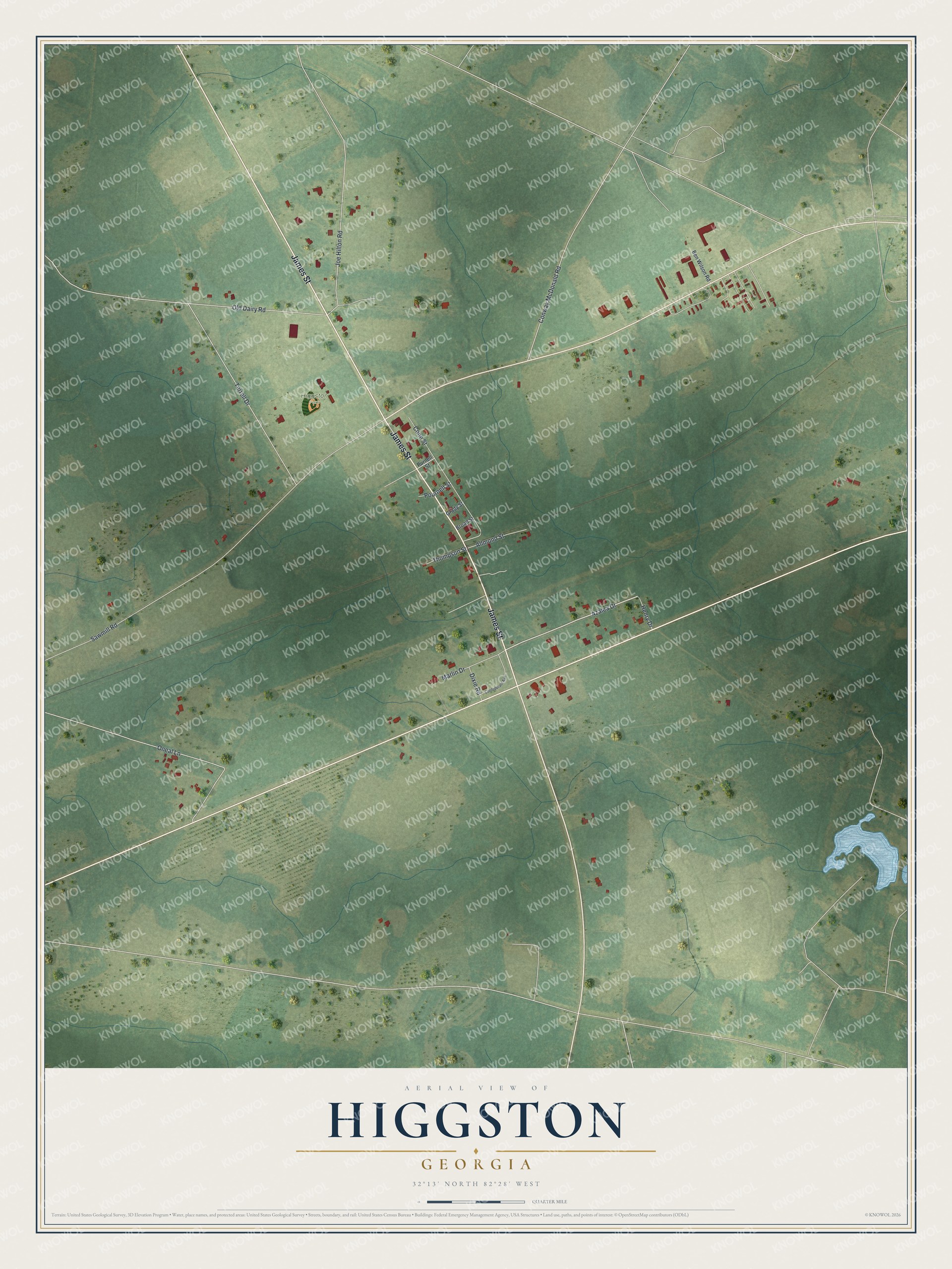 Watermarked full-map preview of Higgston, Georgia