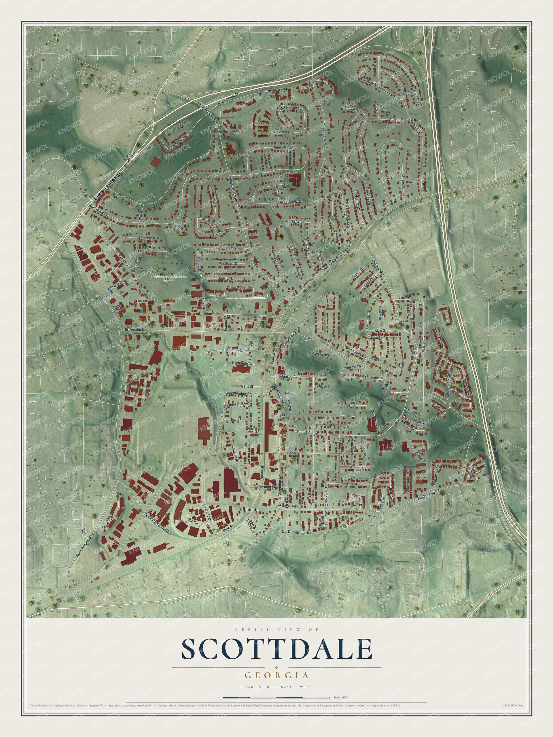 Watermarked full-map preview of Scottdale, Georgia