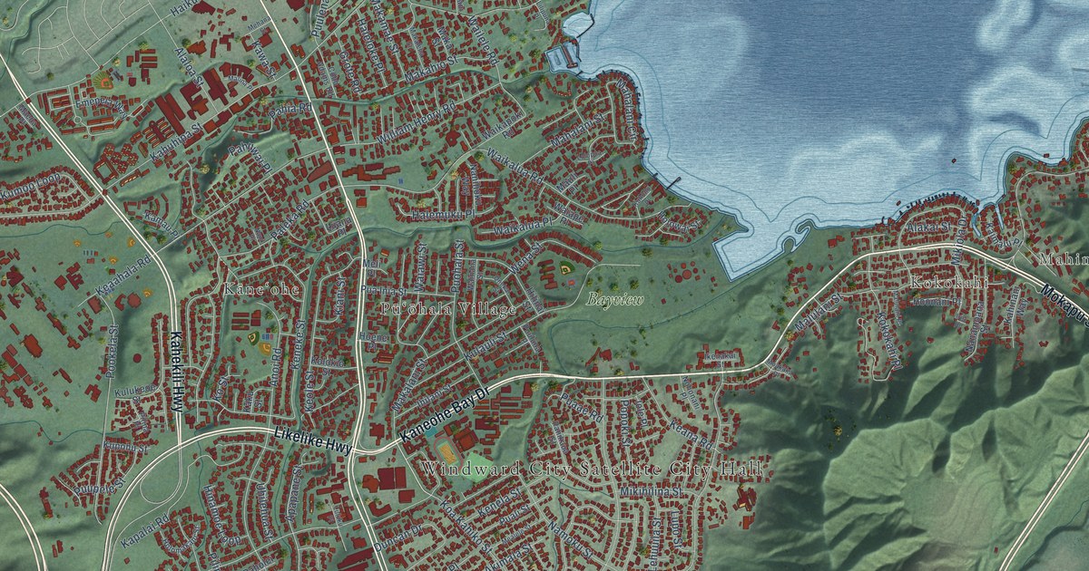 Map of Kaneohe, Hawaii in 2026