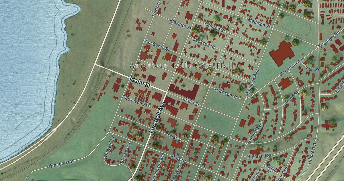 Map of American Falls, Idaho in 2026