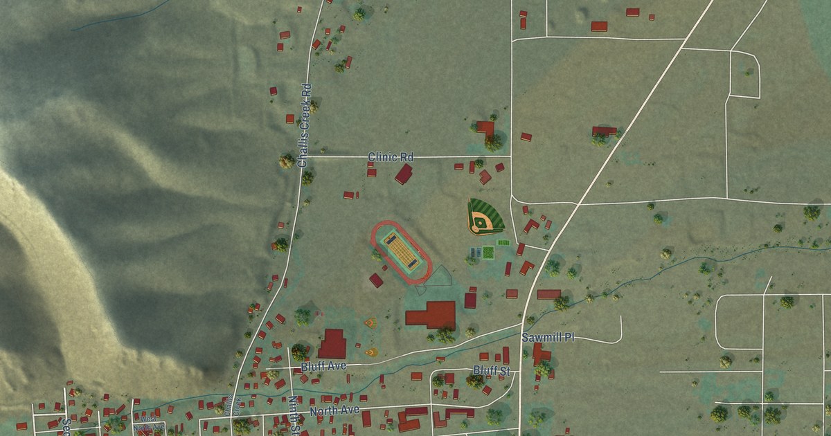 Map of Challis, Idaho in 2026