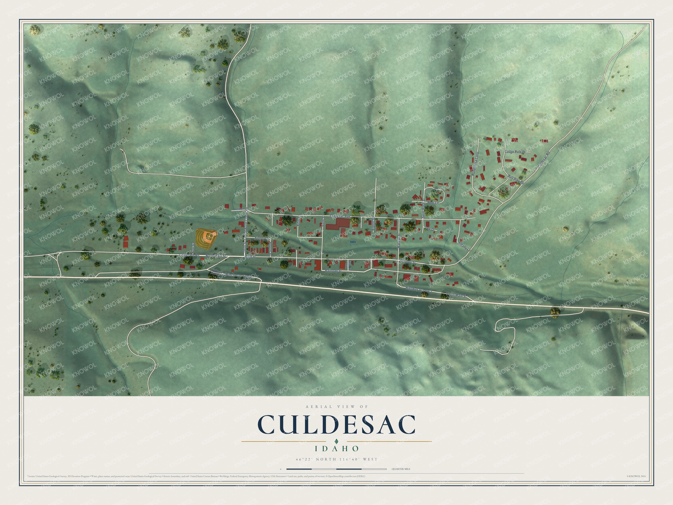 Watermarked full-map preview of Culdesac, Idaho
